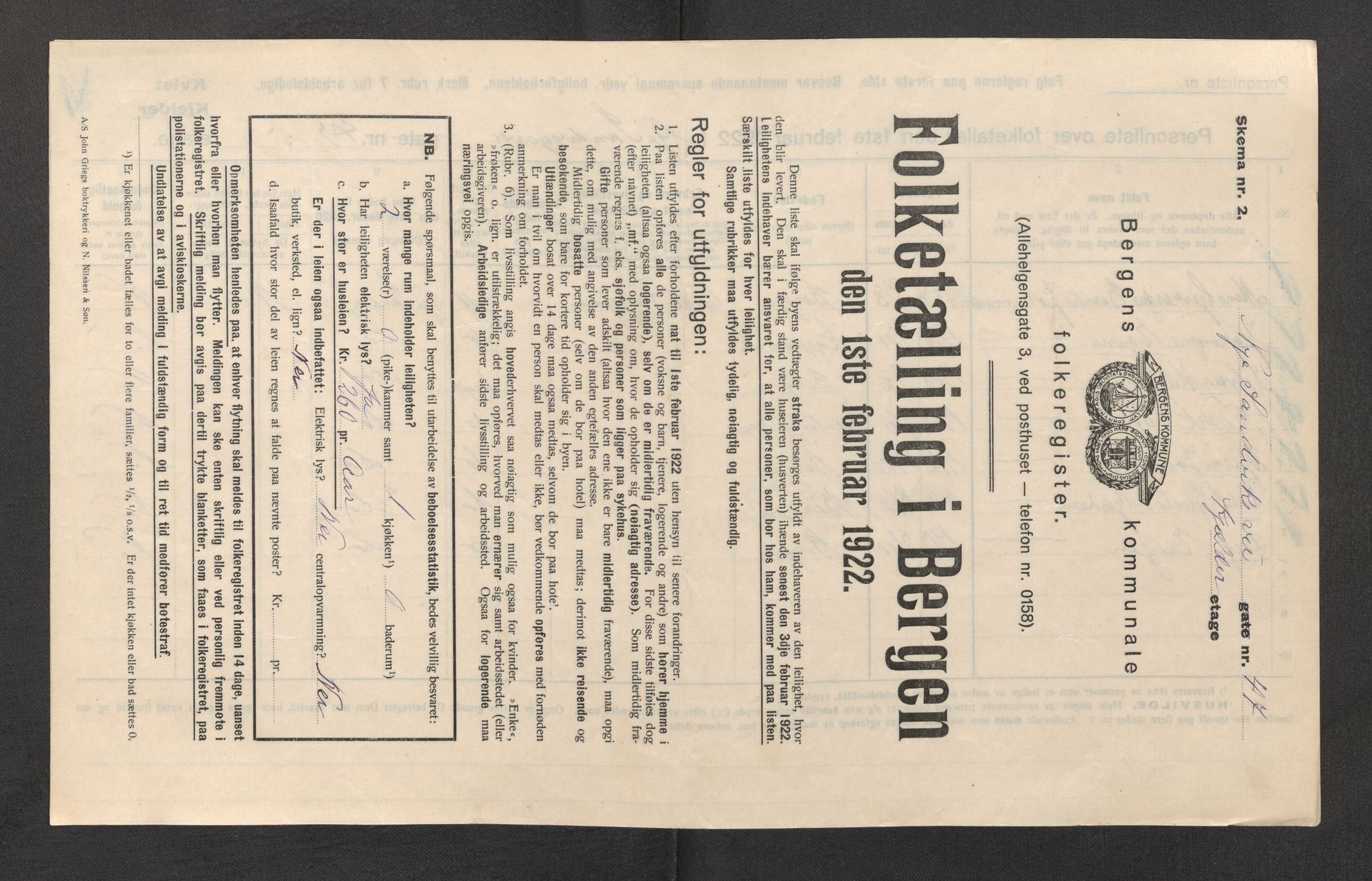 SAB, Kommunal folketelling 1922 for Bergen kjøpstad, 1922, s. 34909