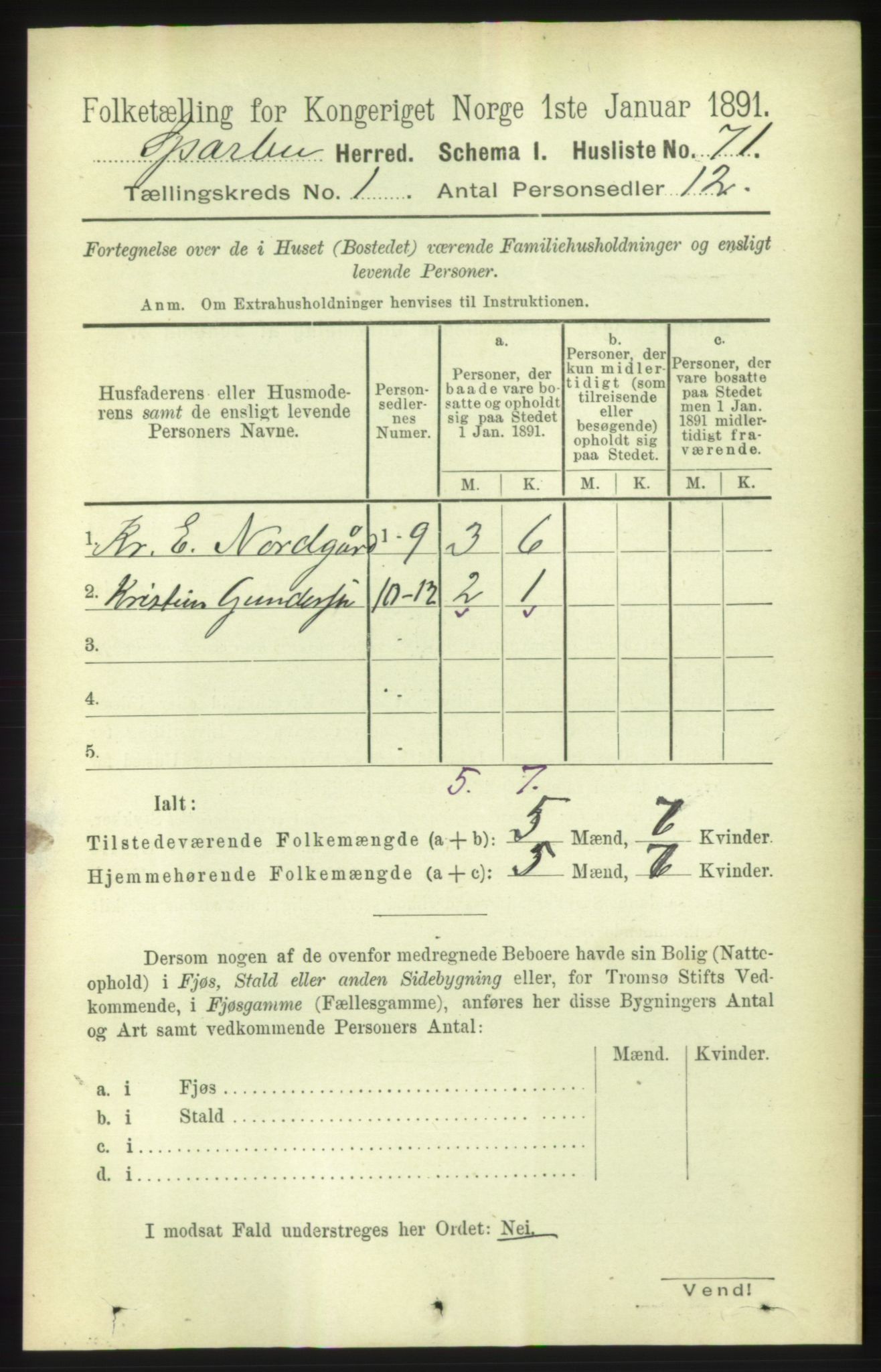 RA, Folketelling 1891 for 1731 Sparbu herred, 1891, s. 96