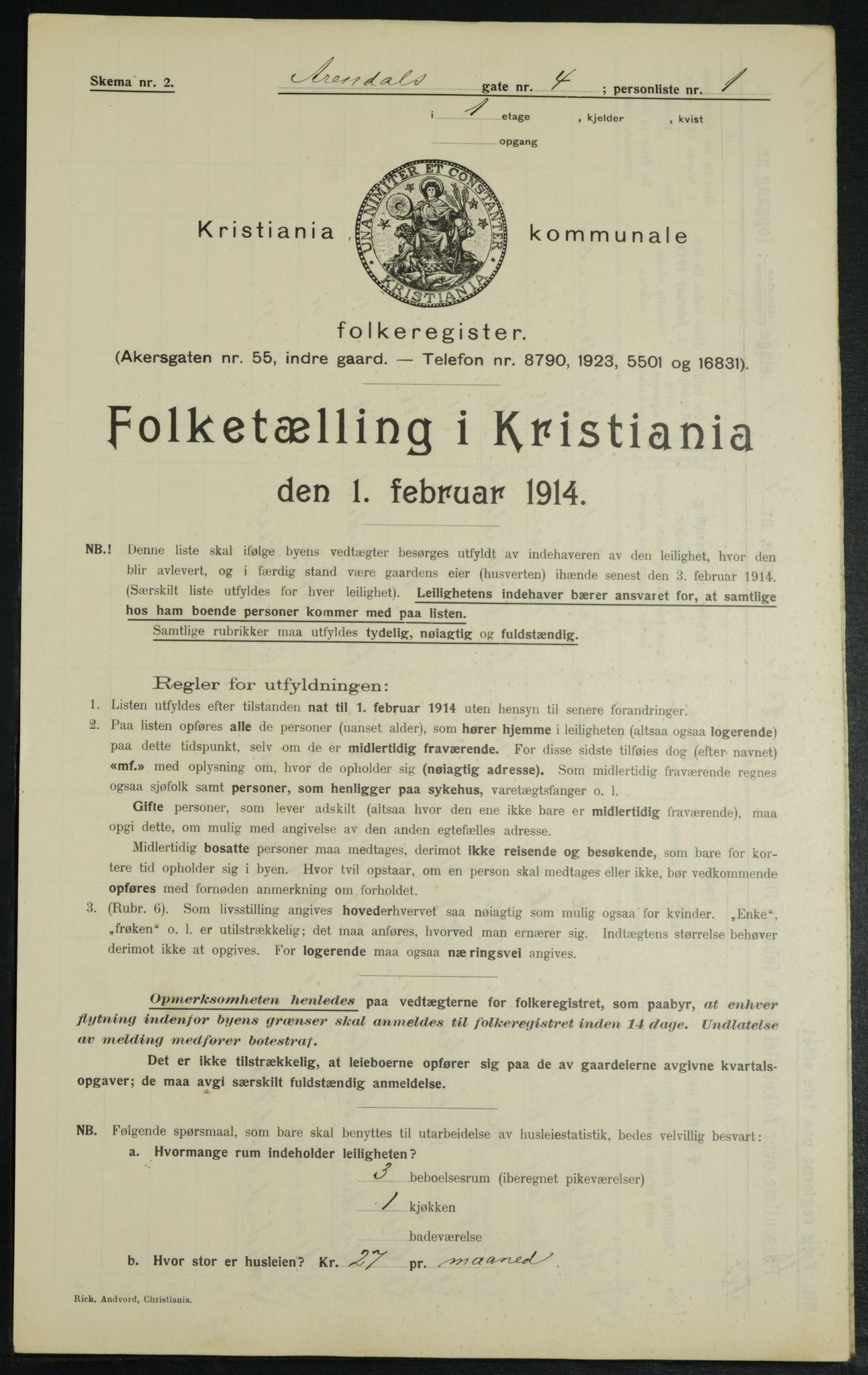 OBA, Kommunal folketelling 1.2.1914 for Kristiania, 1914, s. 2094