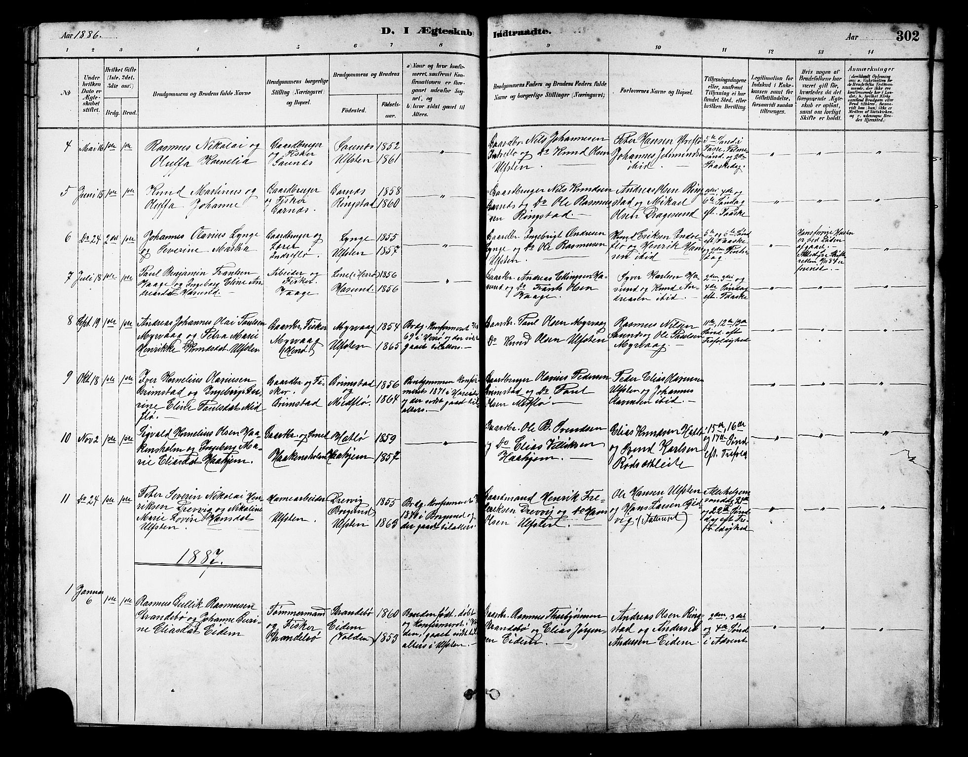 Ministerialprotokoller, klokkerbøker og fødselsregistre - Møre og Romsdal, SAT/A-1454/509/L0112: Klokkerbok nr. 509C02, 1883-1922, s. 302