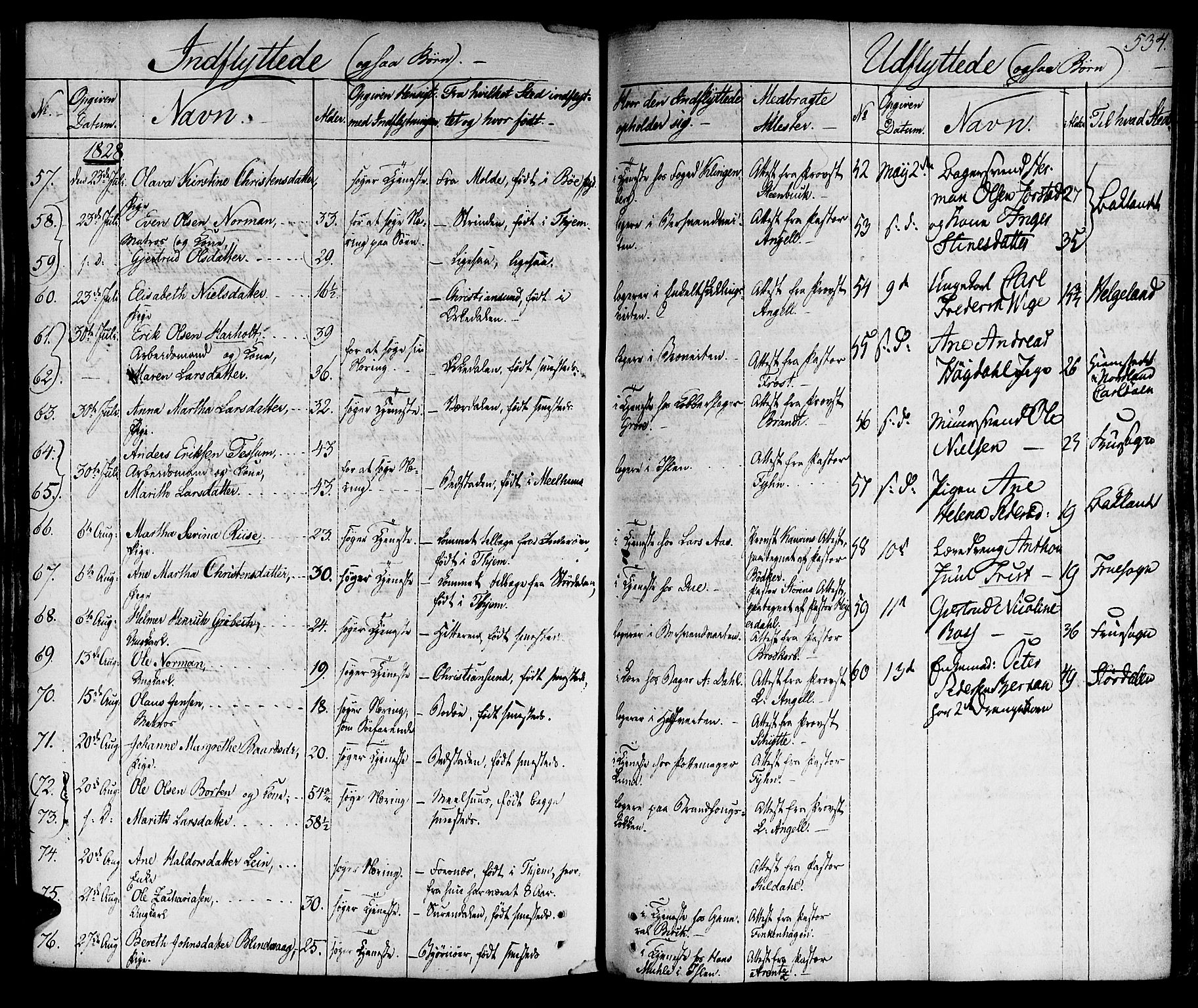 Ministerialprotokoller, klokkerbøker og fødselsregistre - Sør-Trøndelag, SAT/A-1456/601/L0045: Ministerialbok nr. 601A13, 1821-1831, s. 534