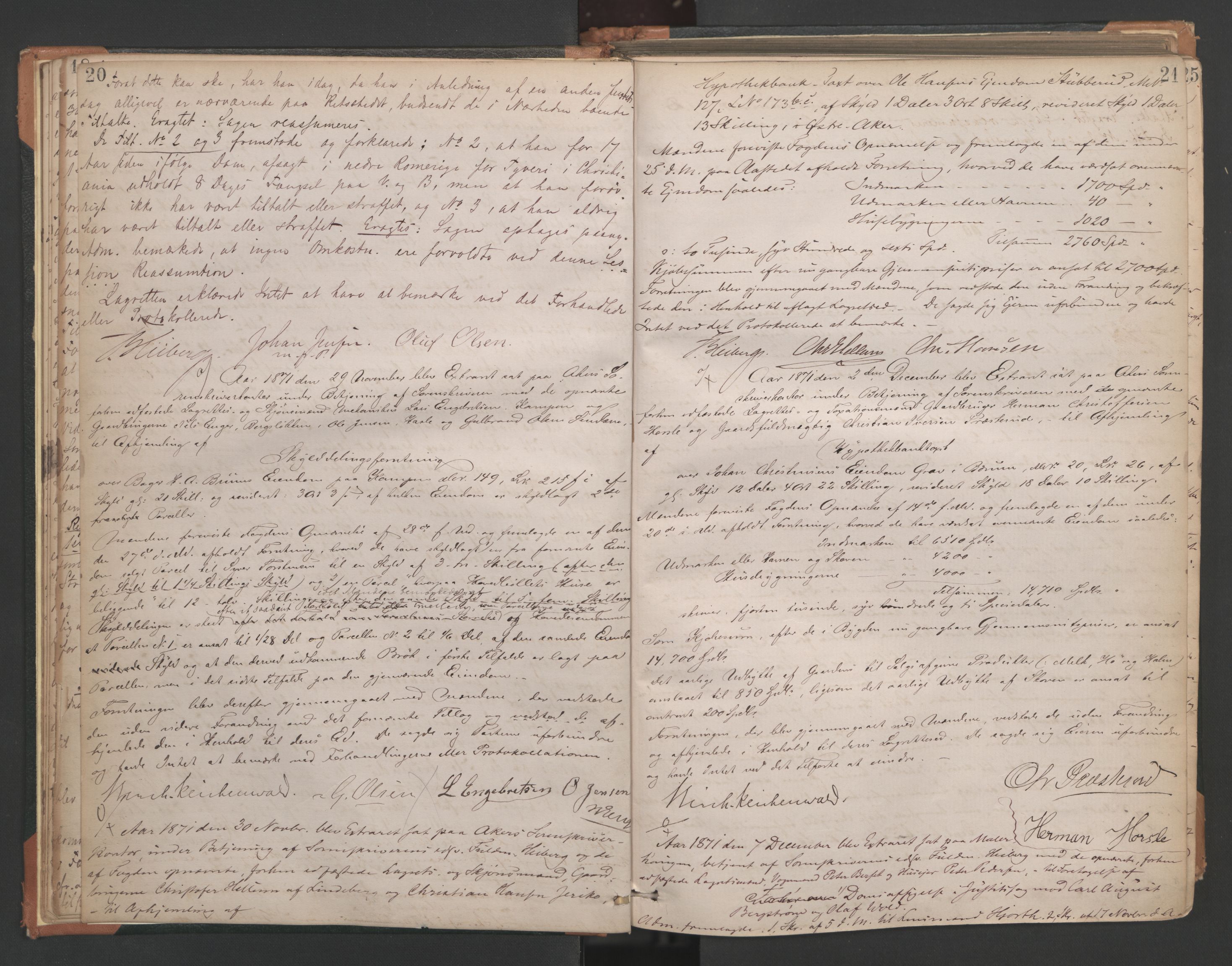 Aker sorenskriveri, AV/SAO-A-10895/F/Fc/Fcb/L0039: Ekstrarettsprotokoll, 1871-1874, s. 20-21