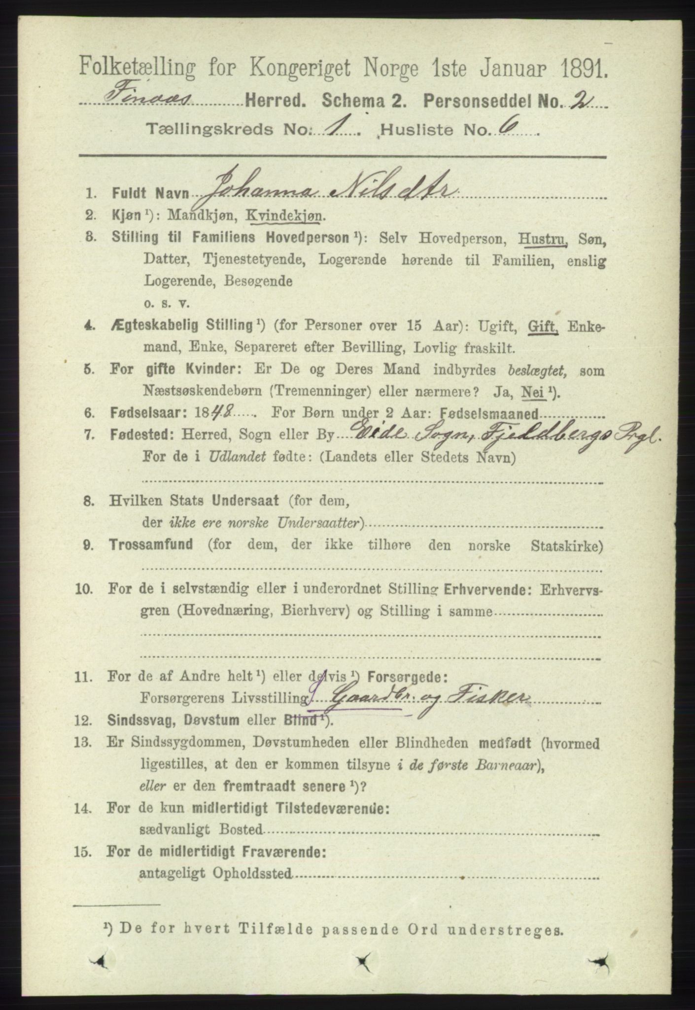 RA, Folketelling 1891 for 1218 Finnås herred, 1891, s. 162