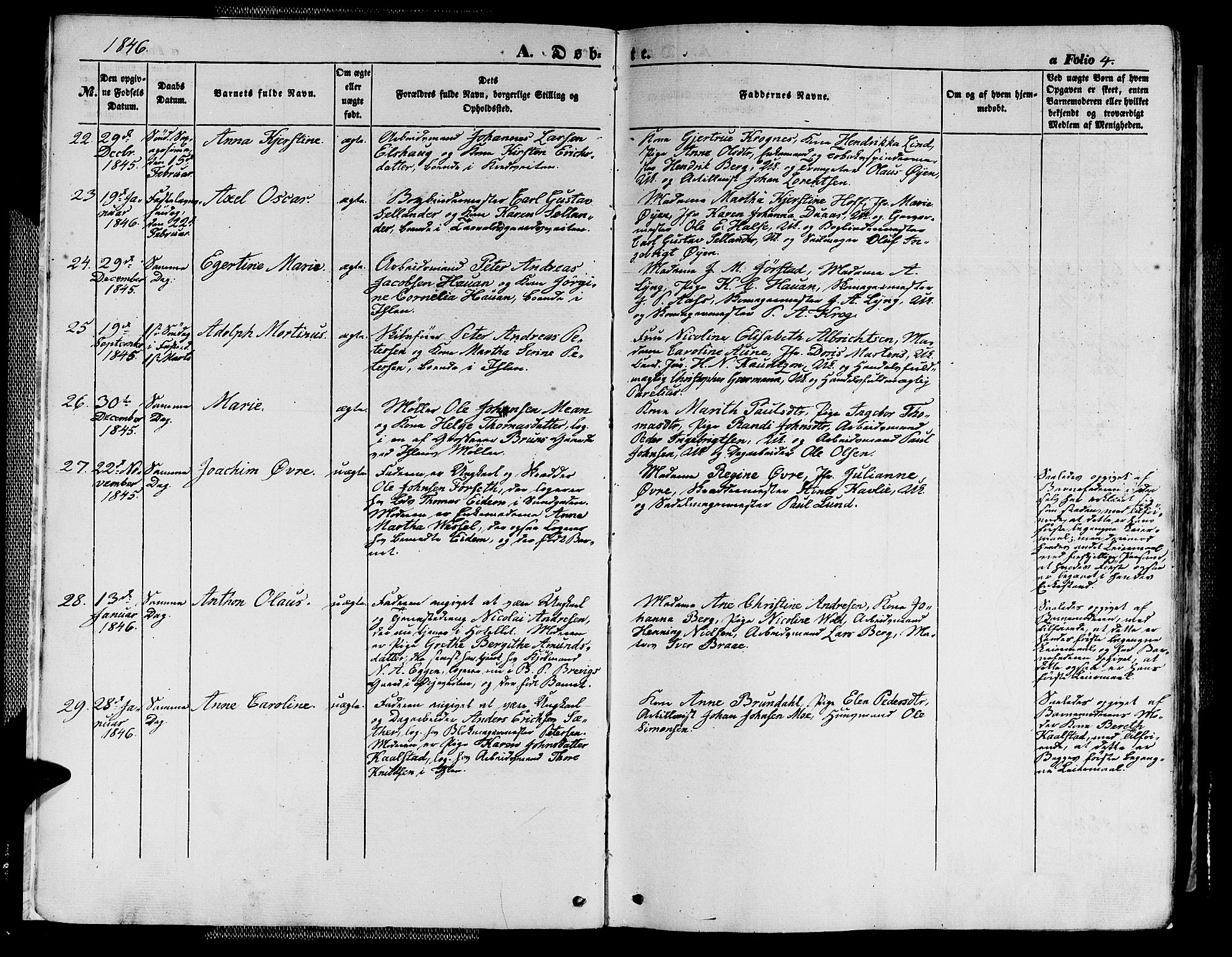 Ministerialprotokoller, klokkerbøker og fødselsregistre - Sør-Trøndelag, SAT/A-1456/602/L0137: Klokkerbok nr. 602C05, 1846-1856, s. 4