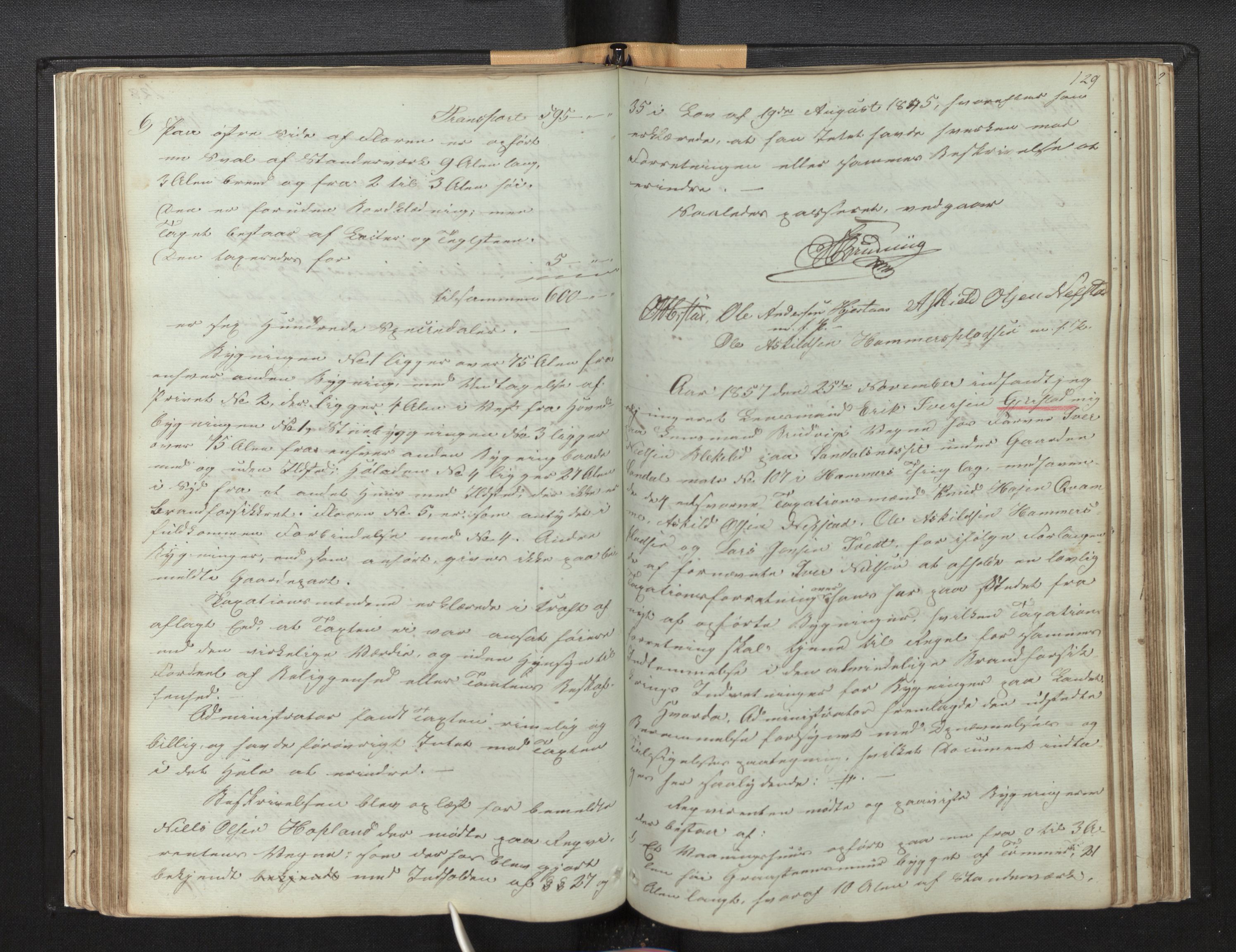 Lensmannen i Hamre, SAB/A-32601/0012/L0001: Branntakstprotokoll, 1846-1872, s. 128b-129a