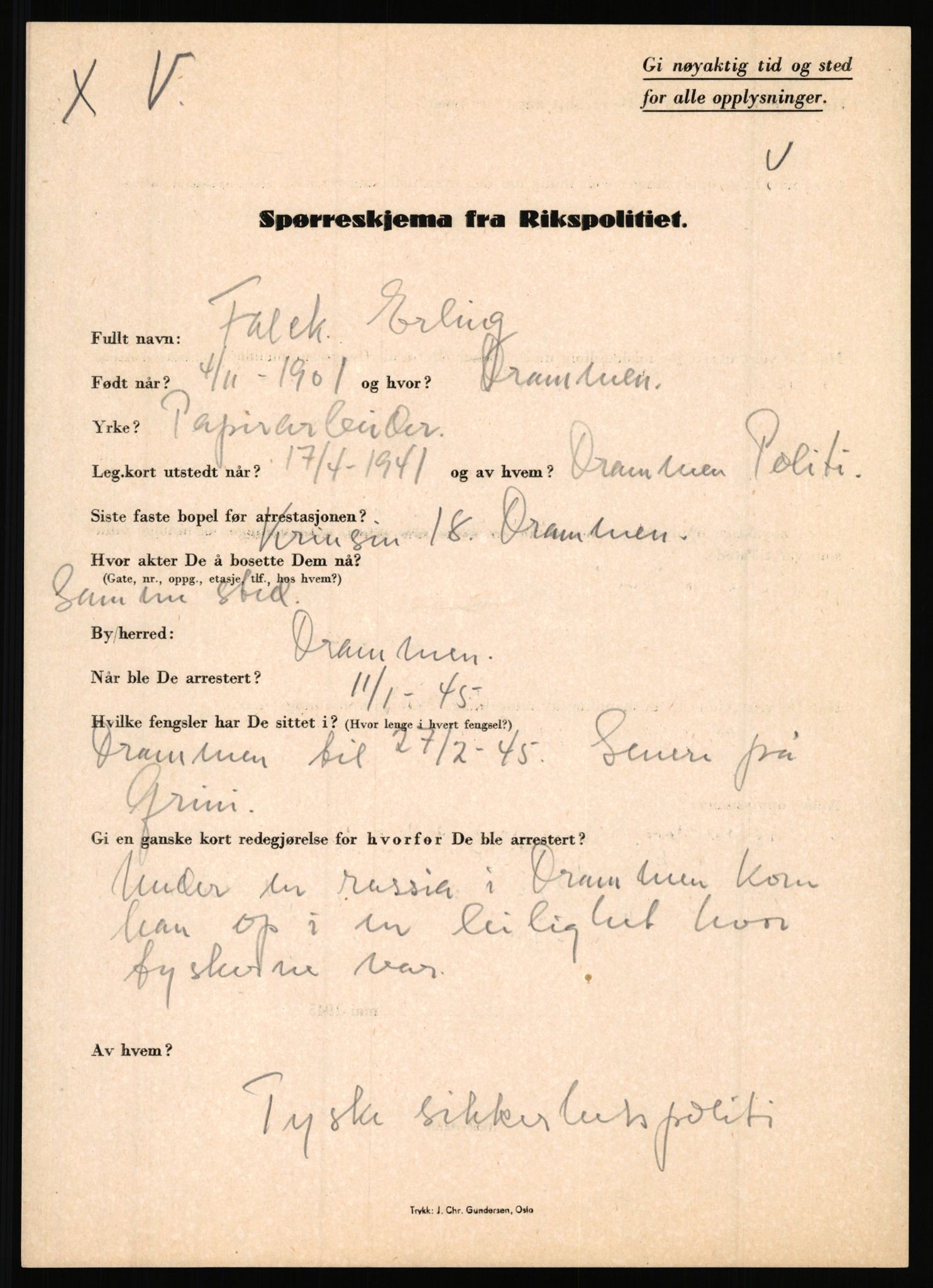 Rikspolitisjefen, AV/RA-S-1560/L/L0004: Eriksen, Alf - Geving, Øivind, 1940-1945, s. 317