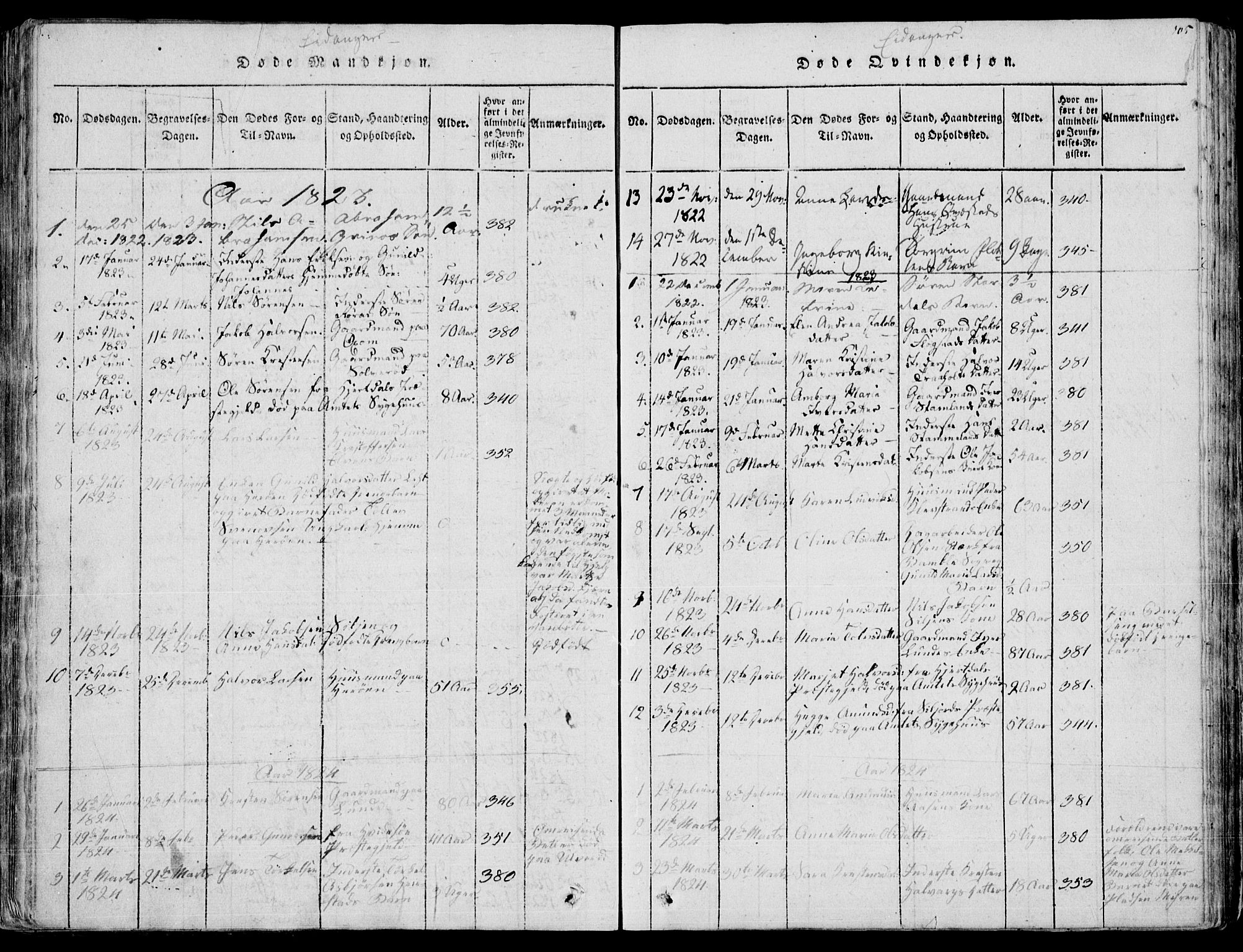Eidanger kirkebøker, AV/SAKO-A-261/F/Fa/L0007: Ministerialbok nr. 7, 1814-1831, s. 105