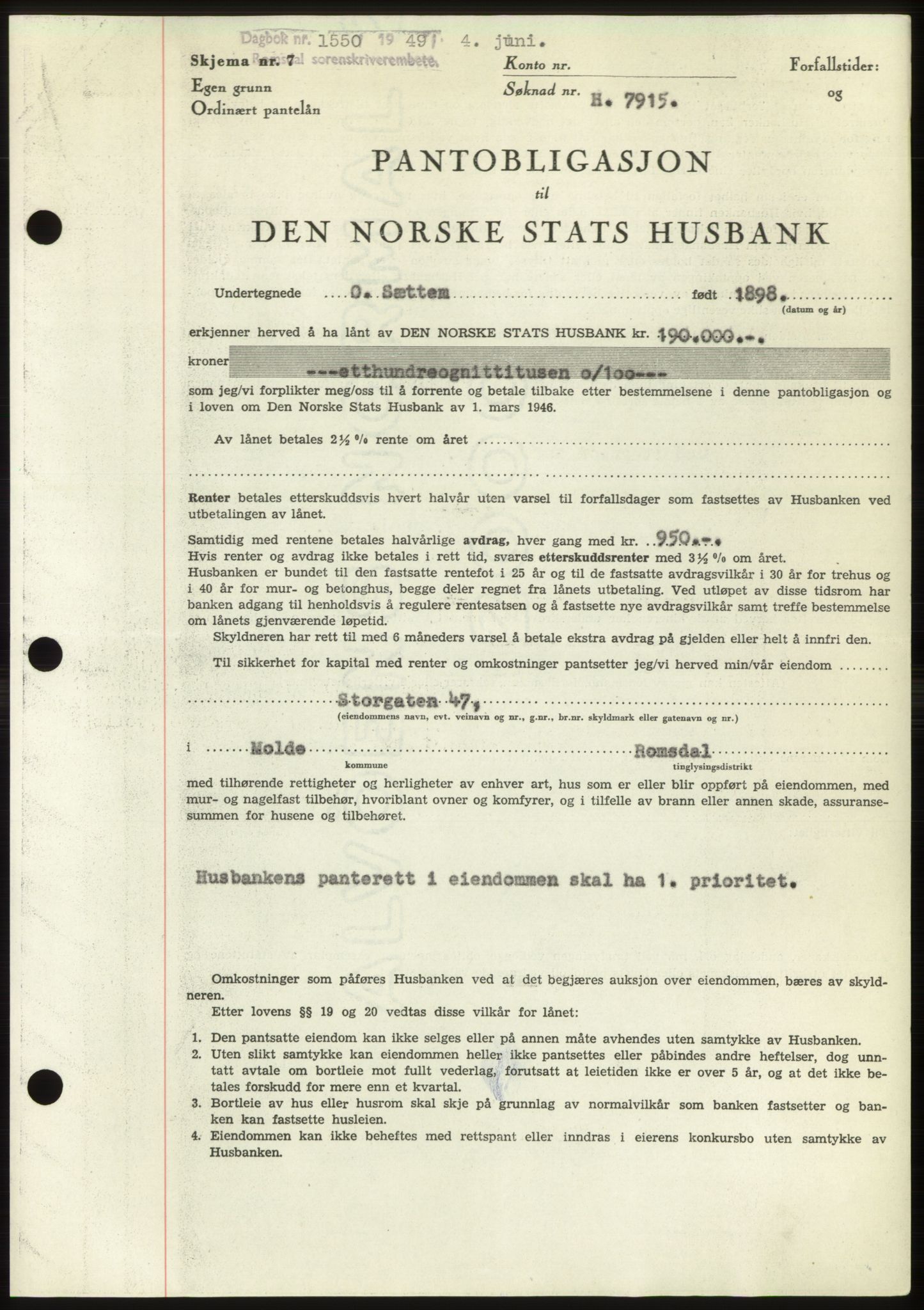Romsdal sorenskriveri, SAT/A-4149/1/2/2C: Pantebok nr. B4, 1948-1949, Dagboknr: 1550/1949