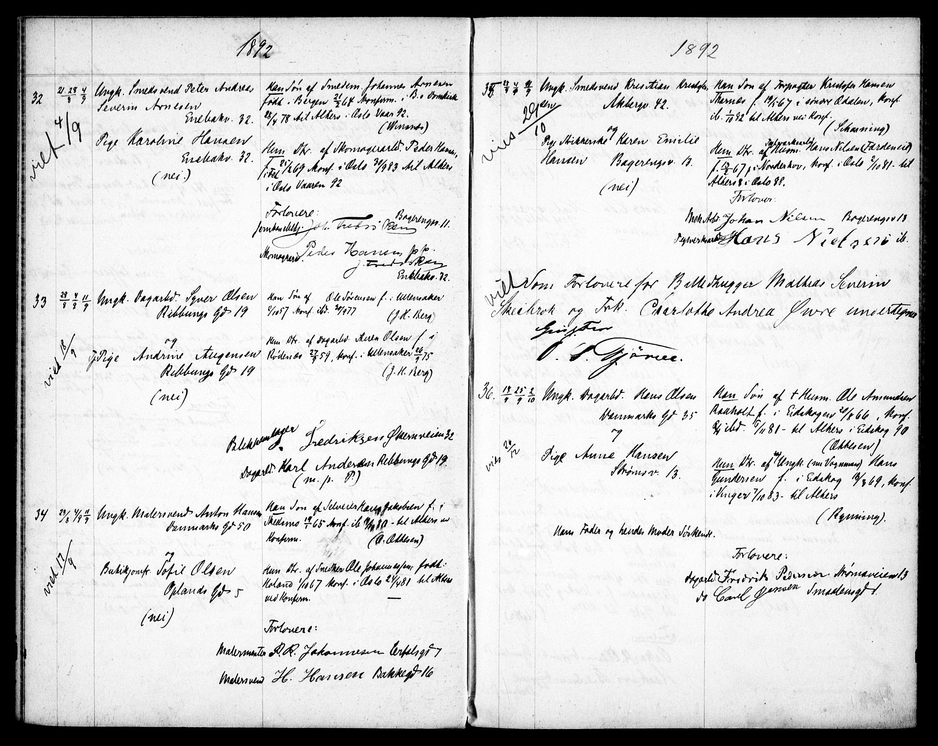 Gamlebyen prestekontor Kirkebøker, AV/SAO-A-10884/H/Ha/L0001: Lysningsprotokoll nr. 1, 1891-1898