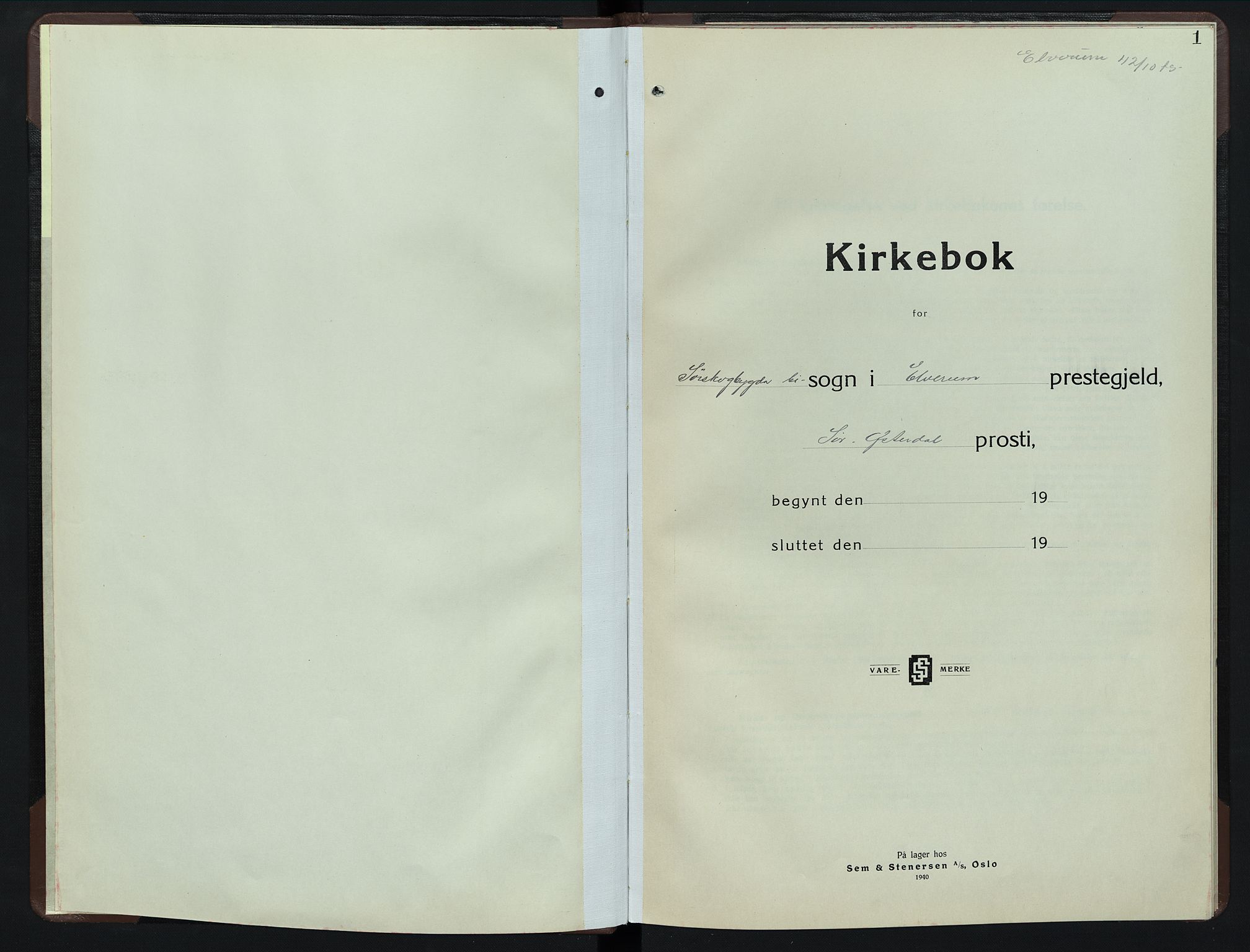 Elverum prestekontor, SAH/PREST-044/H/Ha/Hab/L0021: Klokkerbok nr. 21, 1942-1950, s. 1