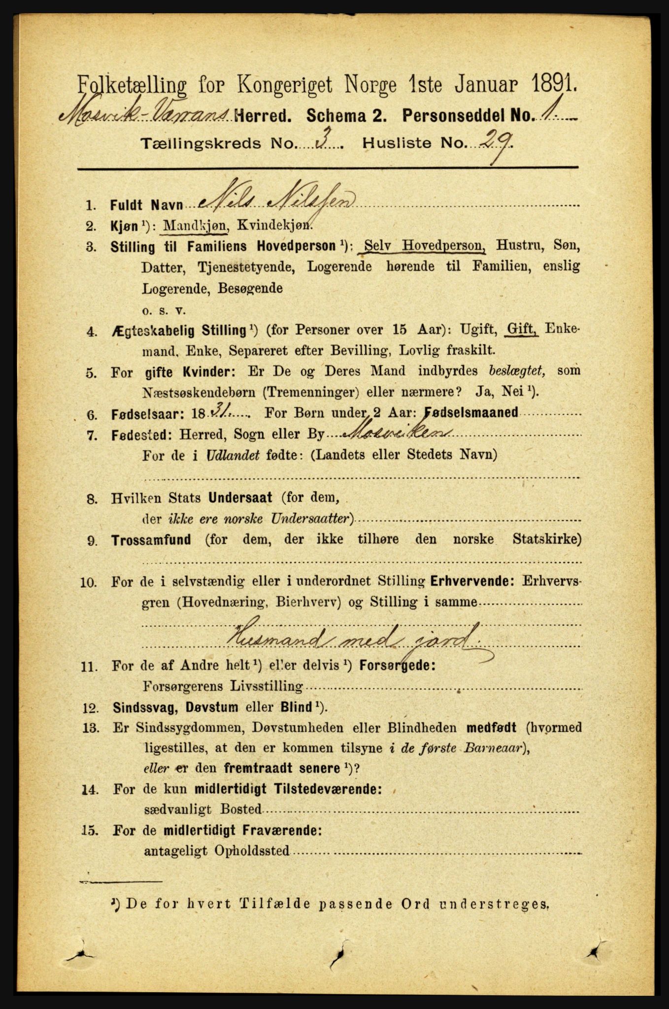 RA, Folketelling 1891 for 1723 Mosvik og Verran herred, 1891, s. 1111