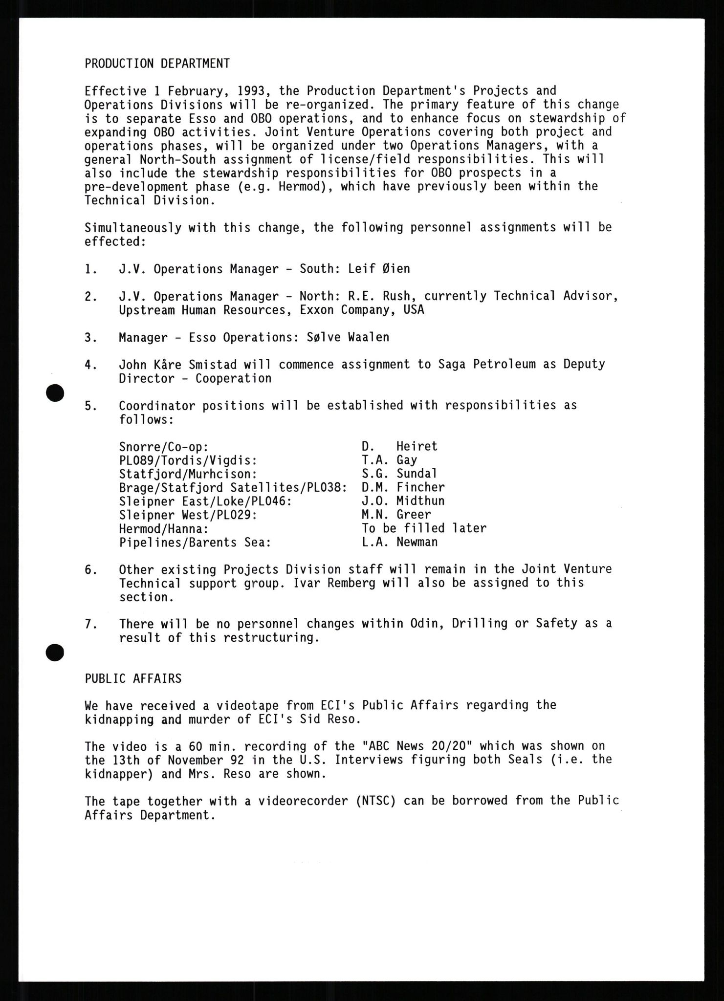 Pa 0982 - Esso Norge A/S, AV/SAST-A-100448/X/Xd/L0003: Ukenytt, 1987-1991