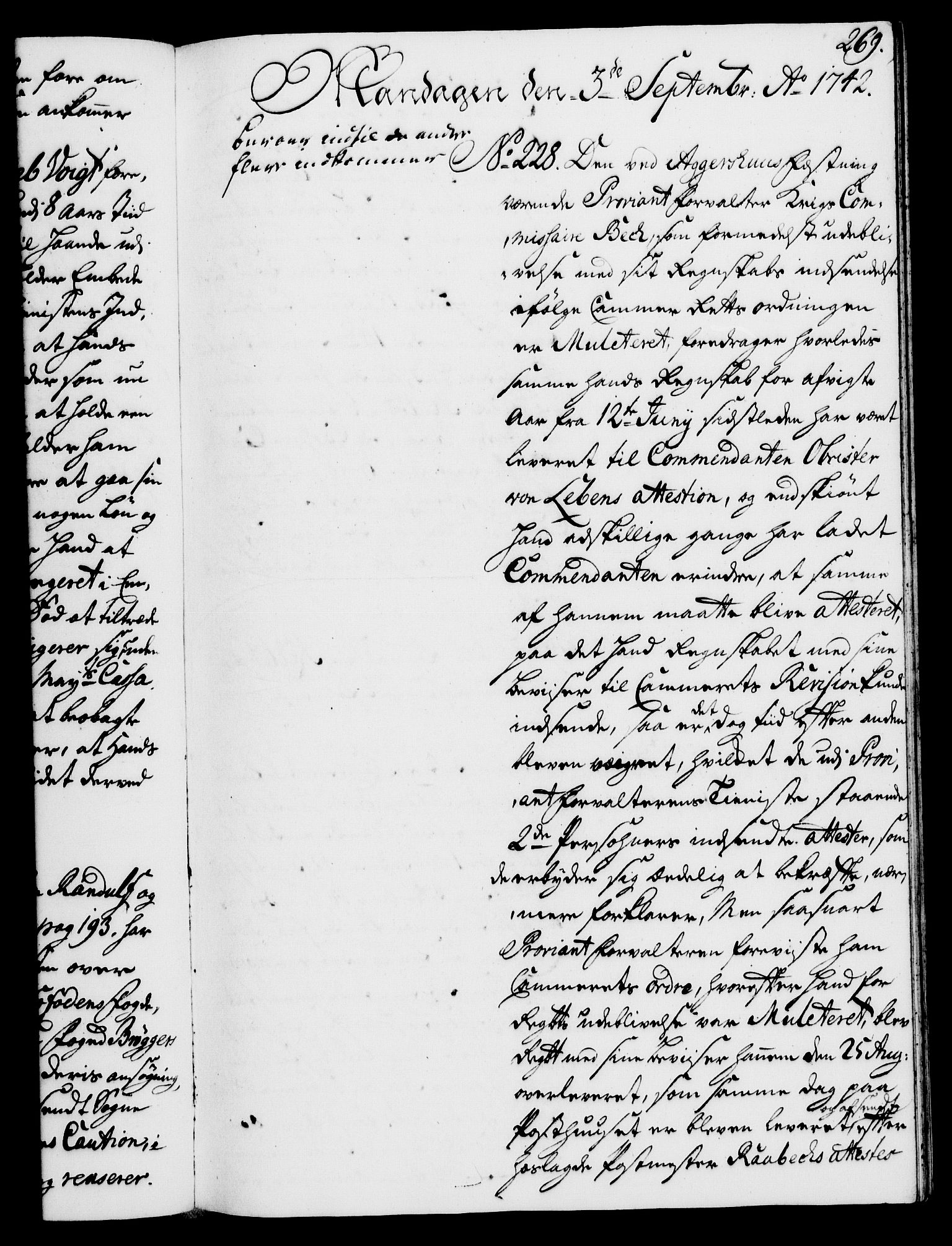 Rentekammeret, Kammerkanselliet, AV/RA-EA-3111/G/Gh/Gha/L0024: Norsk ekstraktmemorialprotokoll (merket RK 53.69), 1742-1743, s. 269