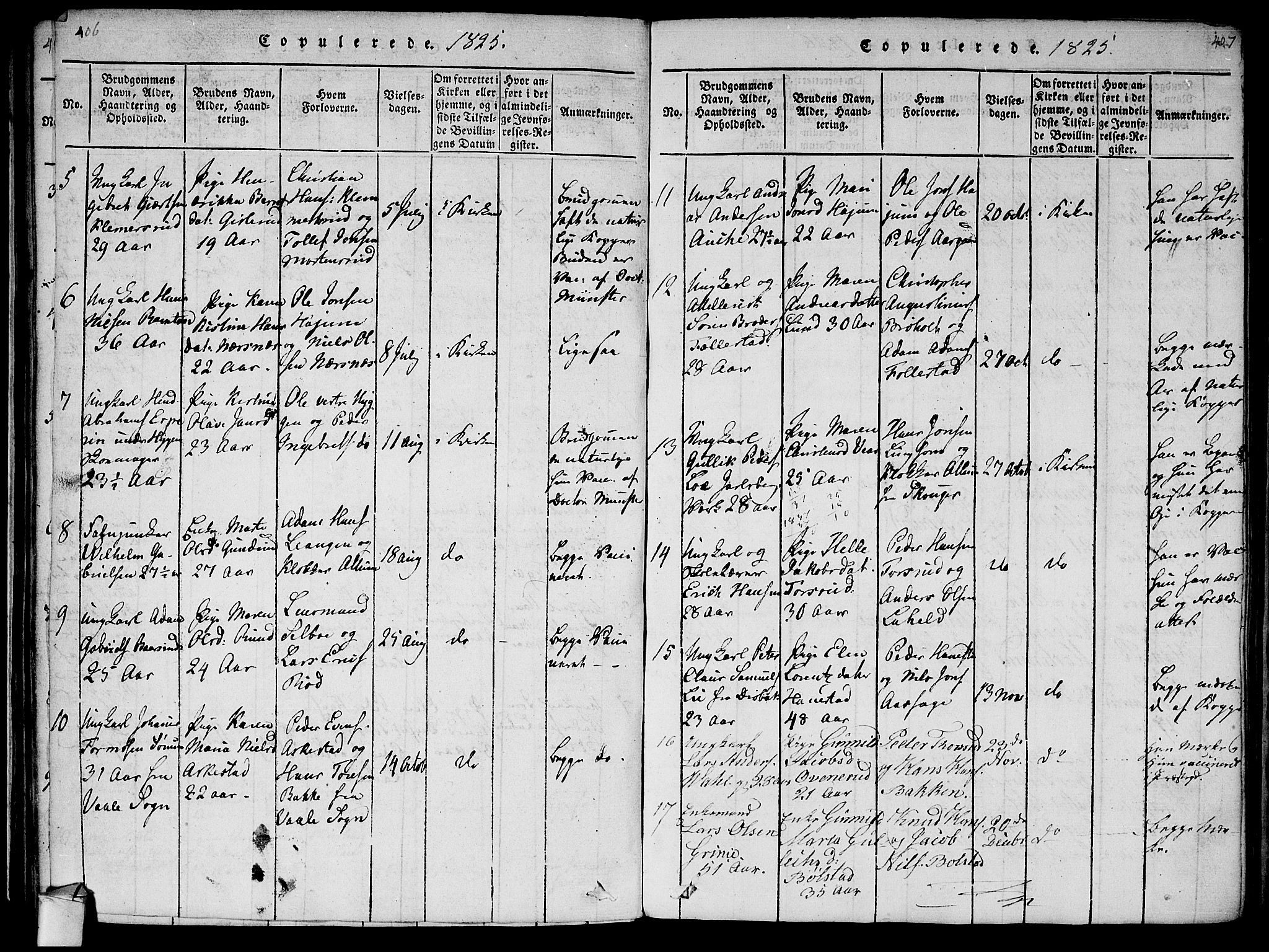 Røyken kirkebøker, AV/SAKO-A-241/F/Fa/L0004: Ministerialbok nr. 4, 1814-1832, s. 406-407