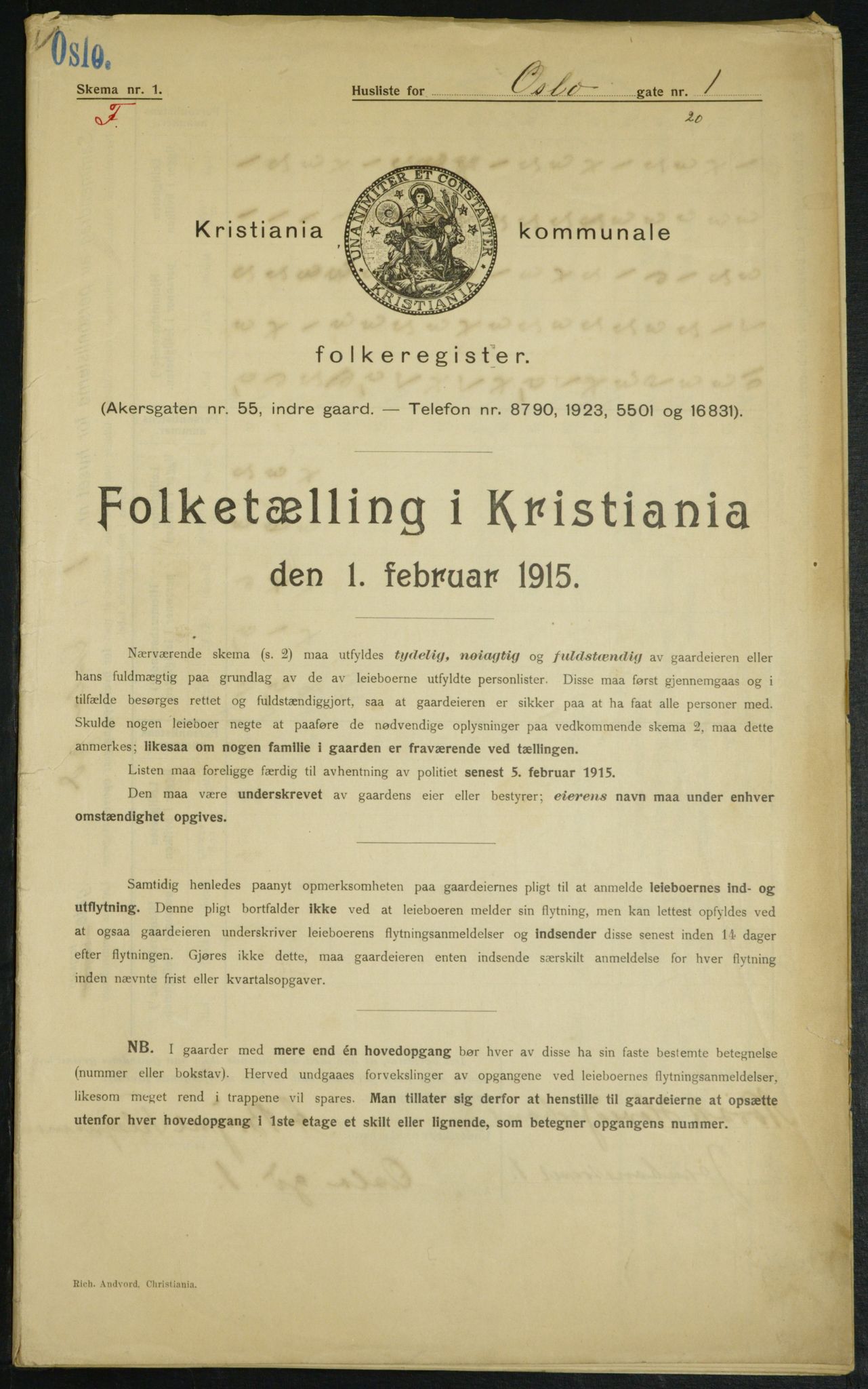 OBA, Kommunal folketelling 1.2.1915 for Kristiania, 1915, s. 76417