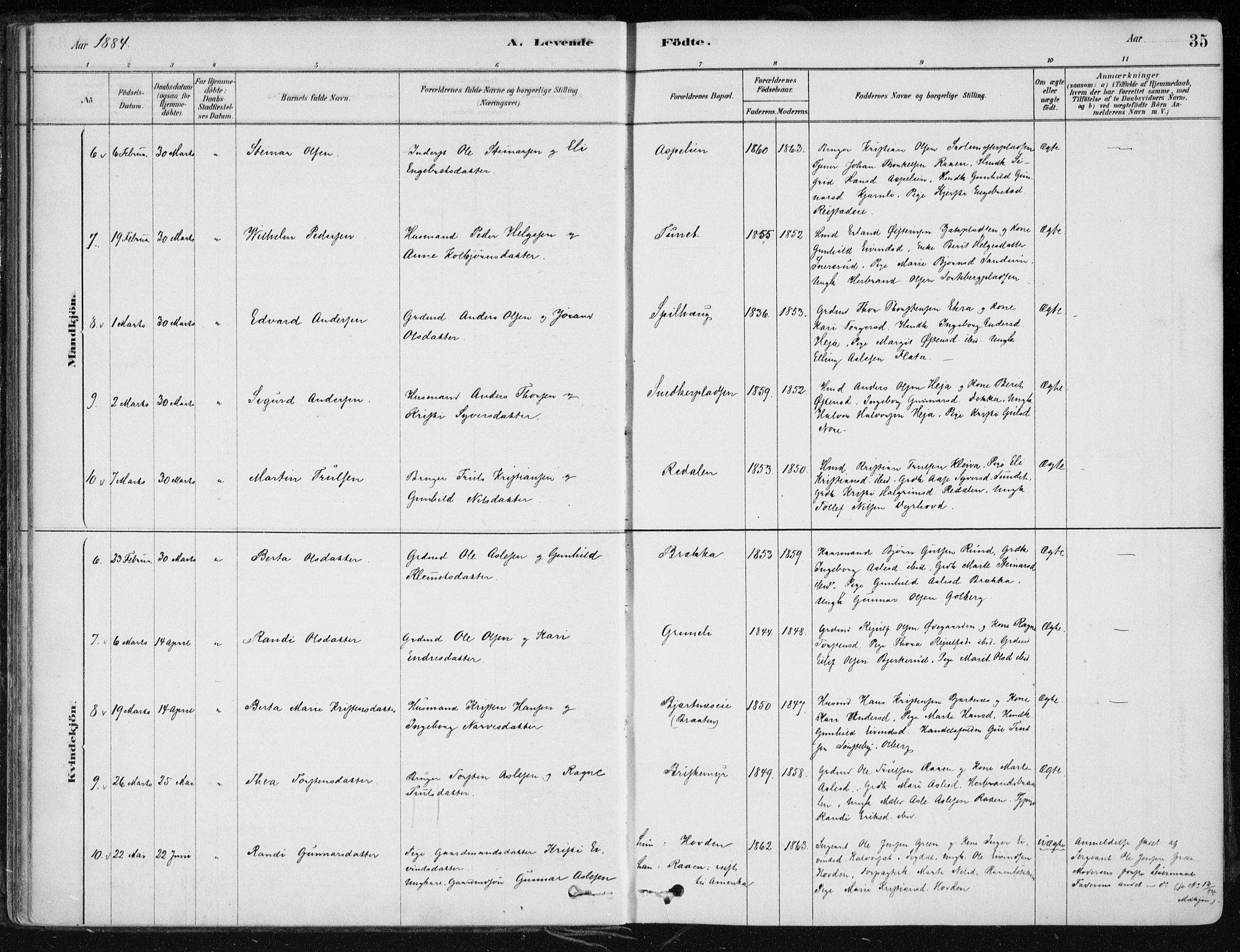 Krødsherad kirkebøker, AV/SAKO-A-19/F/Fa/L0005: Ministerialbok nr. 5, 1879-1888, s. 35