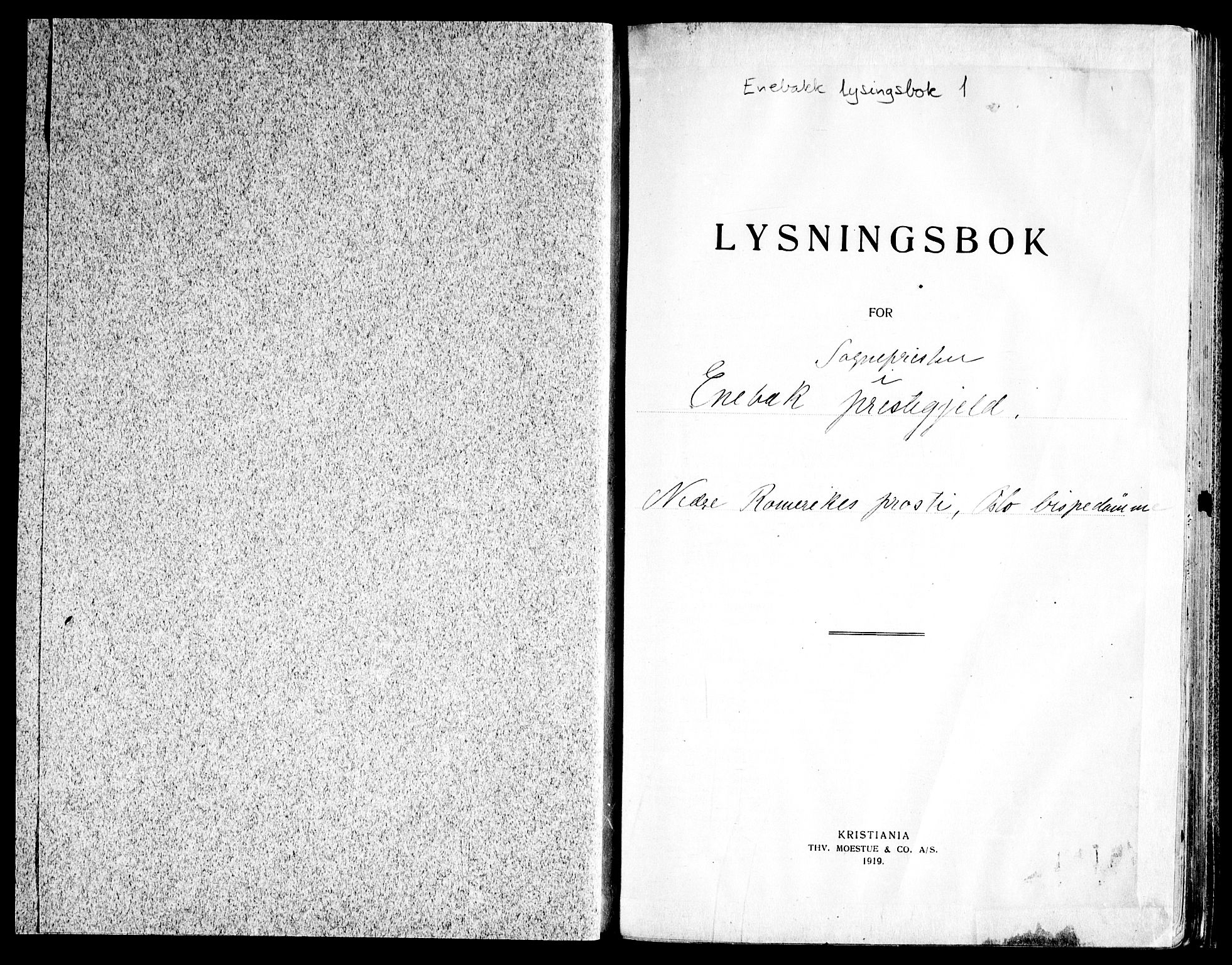 Enebakk prestekontor Kirkebøker, AV/SAO-A-10171c/H/Ha/L0001: Lysningsprotokoll nr. 1, 1919-1958