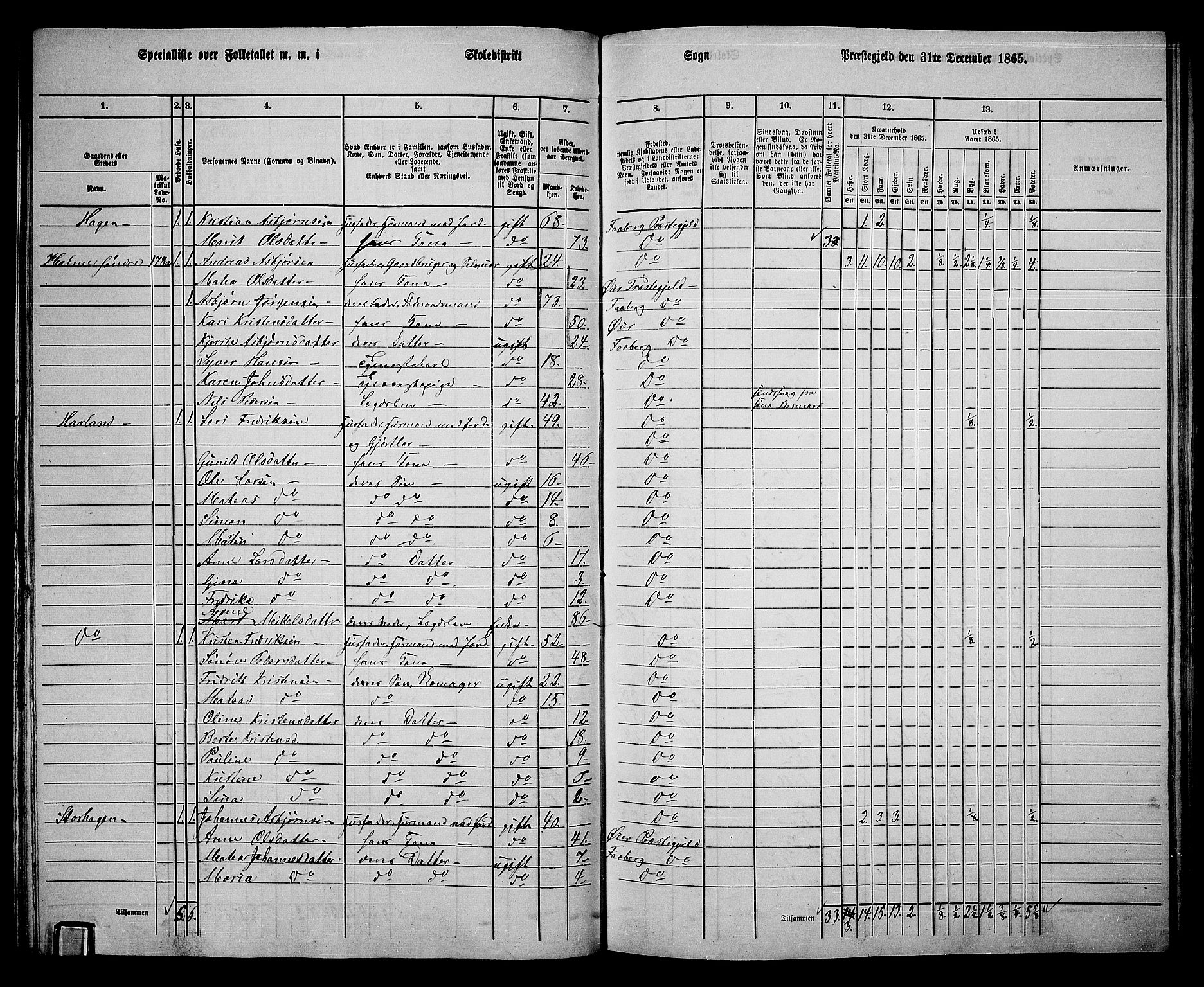 RA, Folketelling 1865 for 0524L Fåberg prestegjeld, Fåberg sokn og Lillehammer landsokn, 1865, s. 111