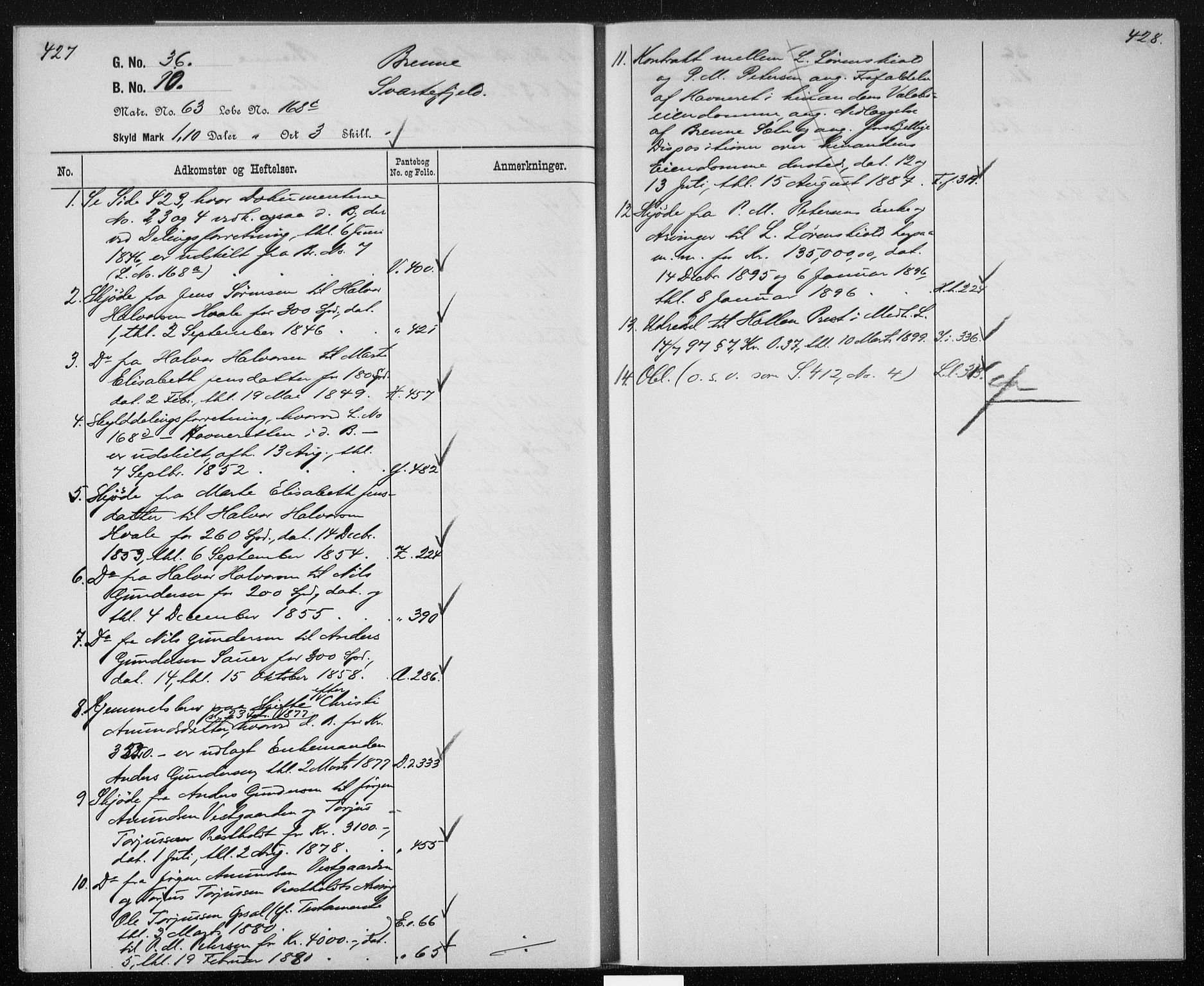 Gjerpen sorenskriveri, AV/SAKO-A-216/G/Gb/Gbb/L0004: Panteregister nr. II 4, s. 427-428