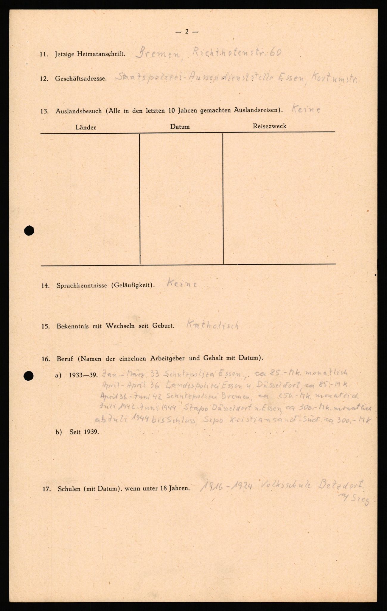 Forsvaret, Forsvarets overkommando II, AV/RA-RAFA-3915/D/Db/L0035: CI Questionaires. Tyske okkupasjonsstyrker i Norge. Tyskere., 1945-1946, s. 130