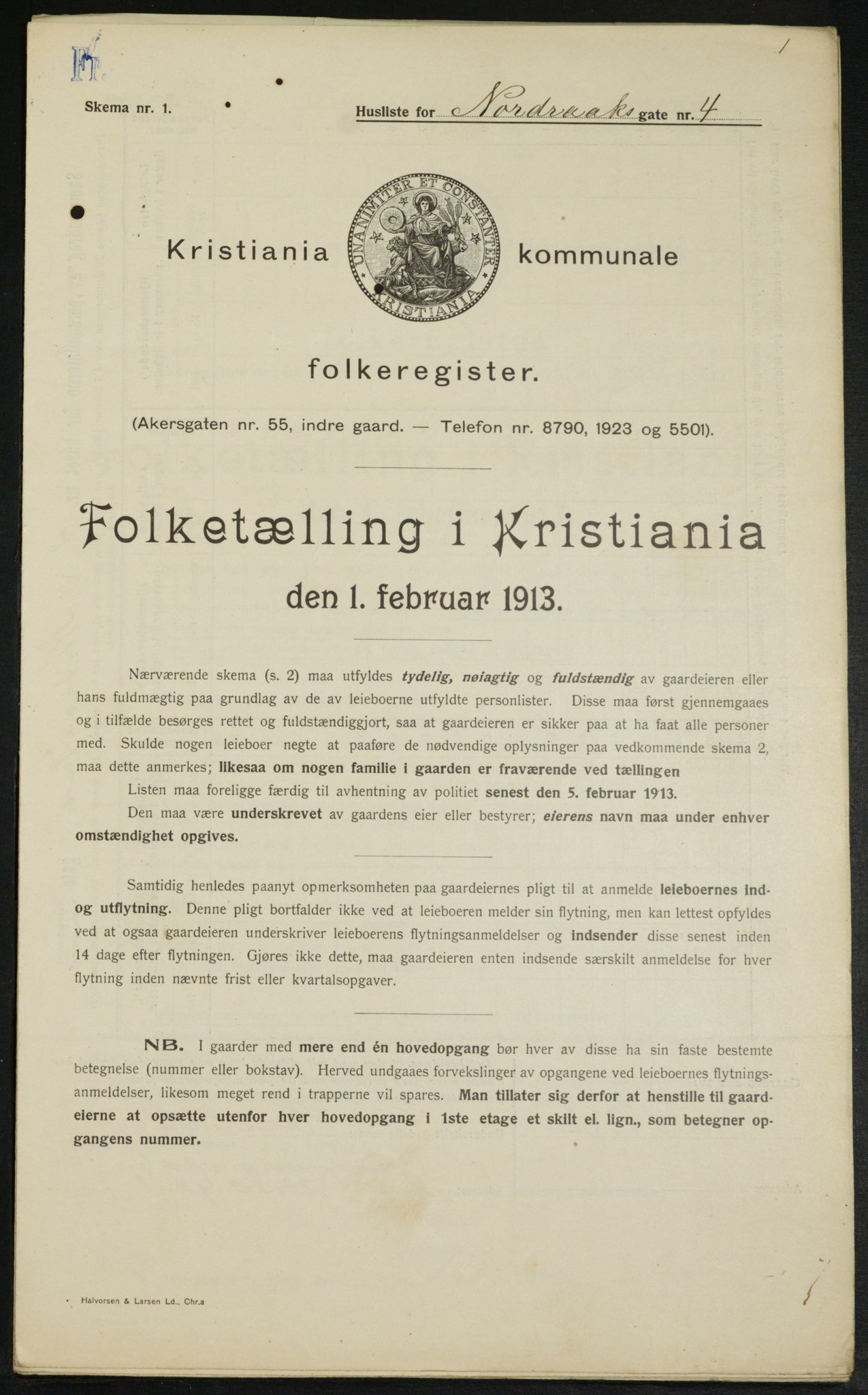 OBA, Kommunal folketelling 1.2.1913 for Kristiania, 1913, s. 73420