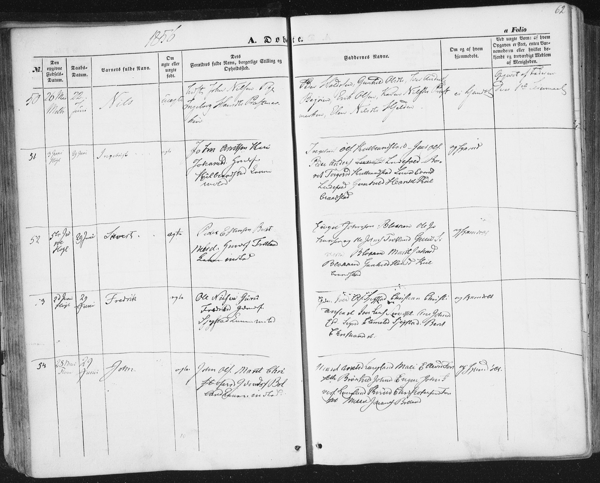 Ministerialprotokoller, klokkerbøker og fødselsregistre - Sør-Trøndelag, SAT/A-1456/691/L1076: Ministerialbok nr. 691A08, 1852-1861, s. 62