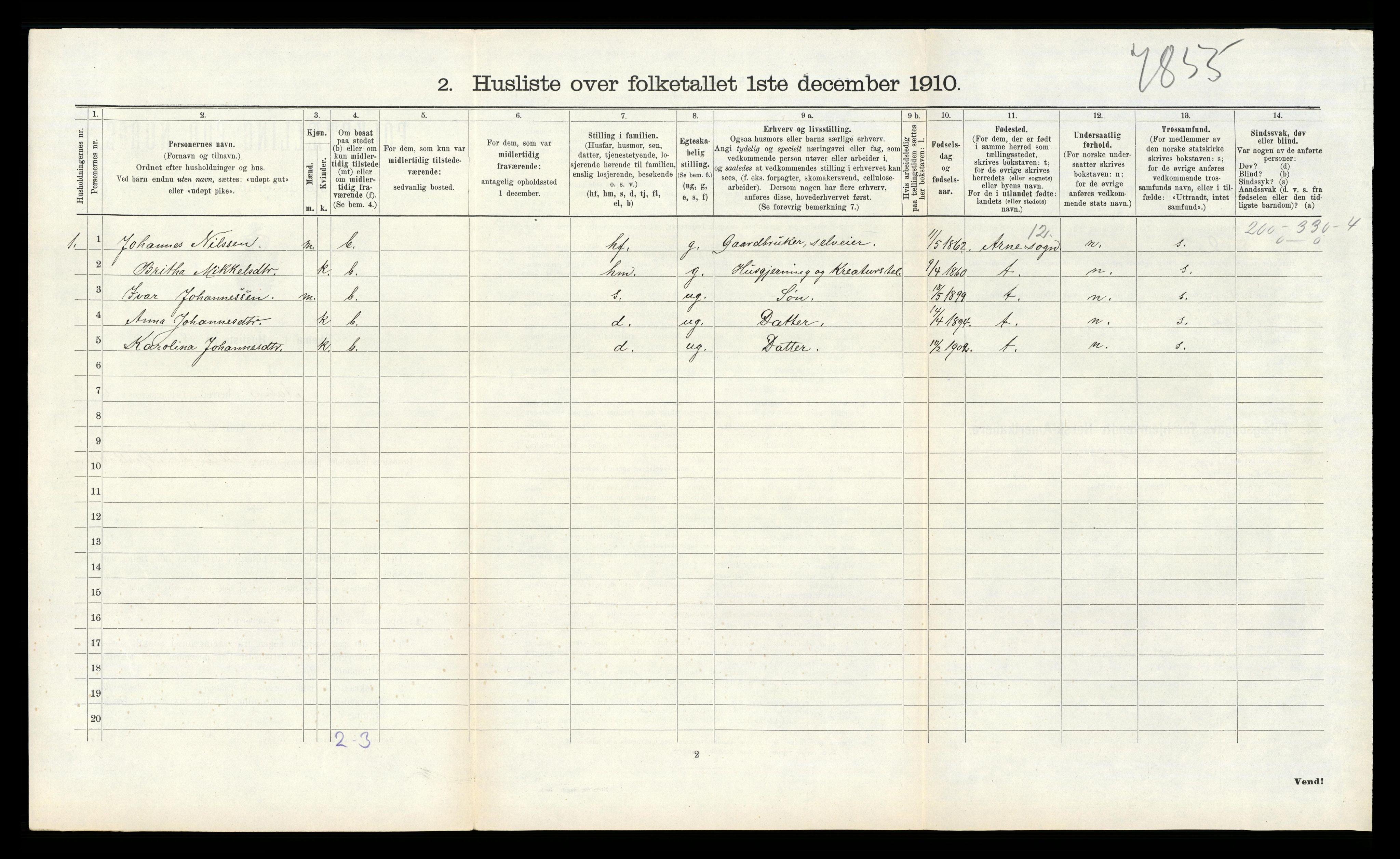 RA, Folketelling 1910 for 1255 Åsane herred, 1910, s. 282