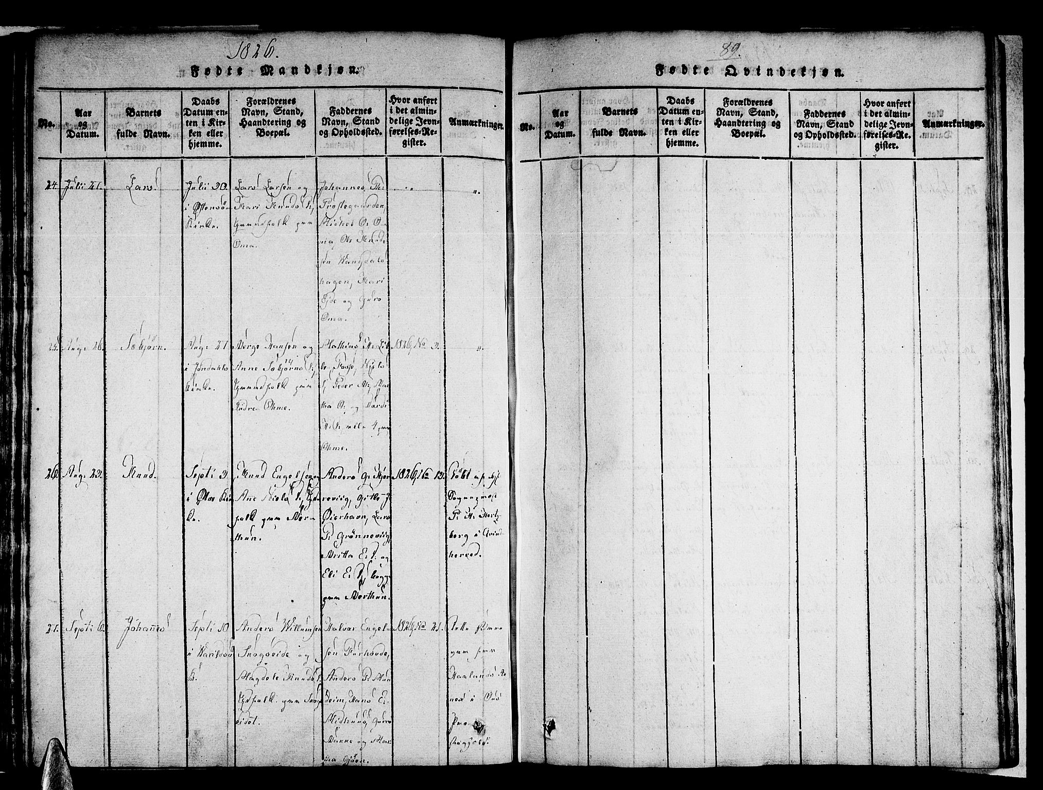 Strandebarm sokneprestembete, SAB/A-78401/H/Haa: Ministerialbok nr. A 5, 1816-1826, s. 89
