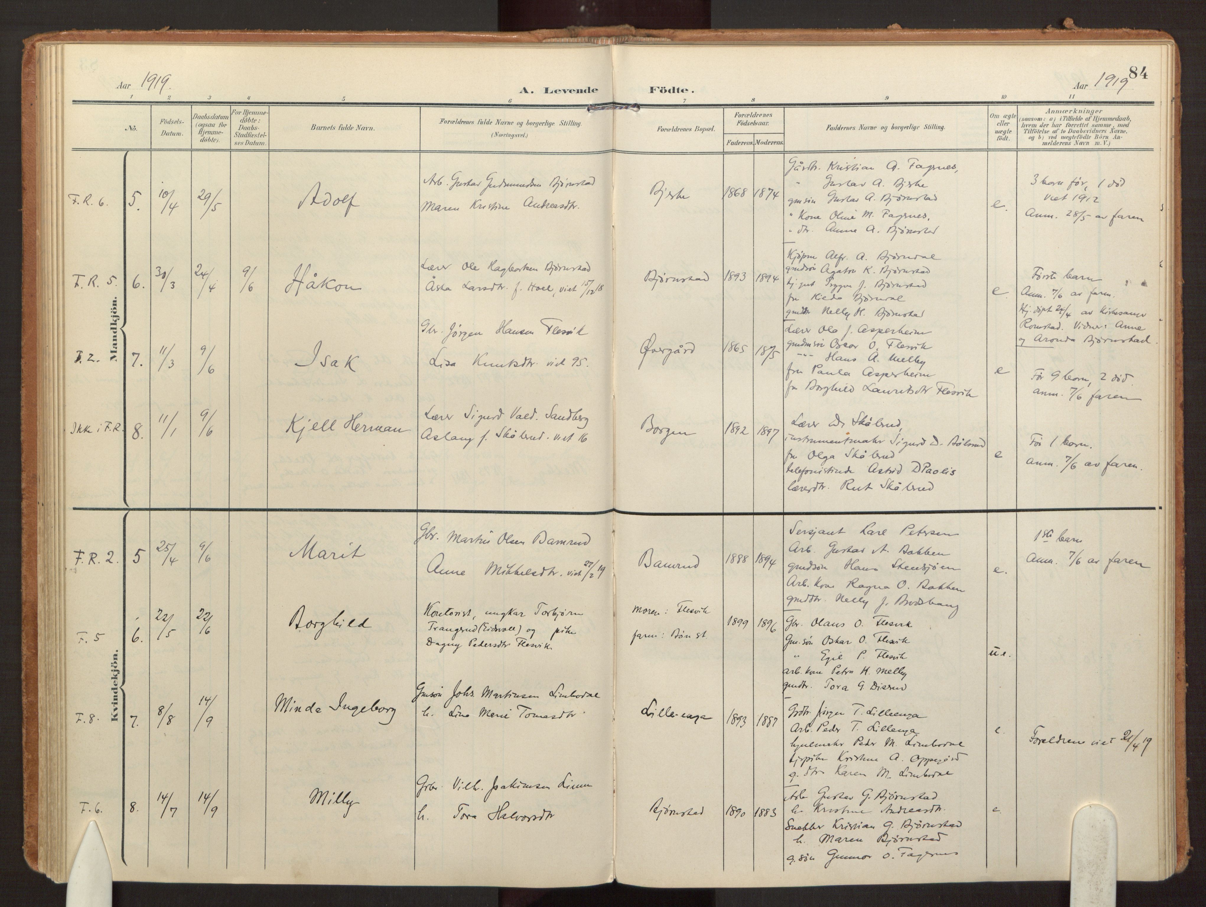 Hurdal prestekontor Kirkebøker, AV/SAO-A-10889/F/Fb/L0004: Ministerialbok nr. II 4, 1902-1924, s. 84