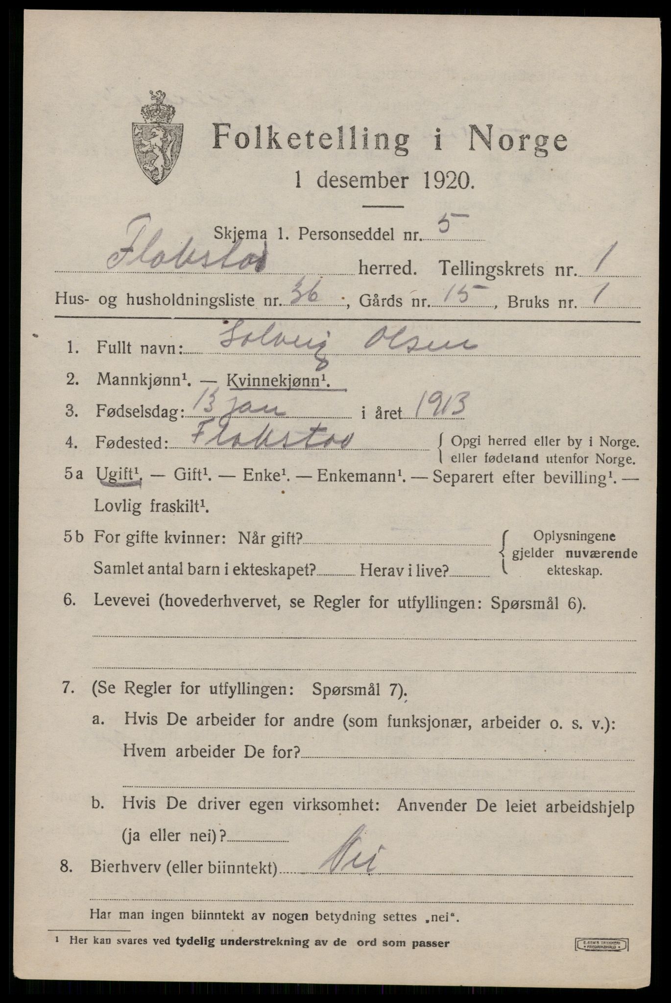 SAT, Folketelling 1920 for 1859 Flakstad herred, 1920, s. 993