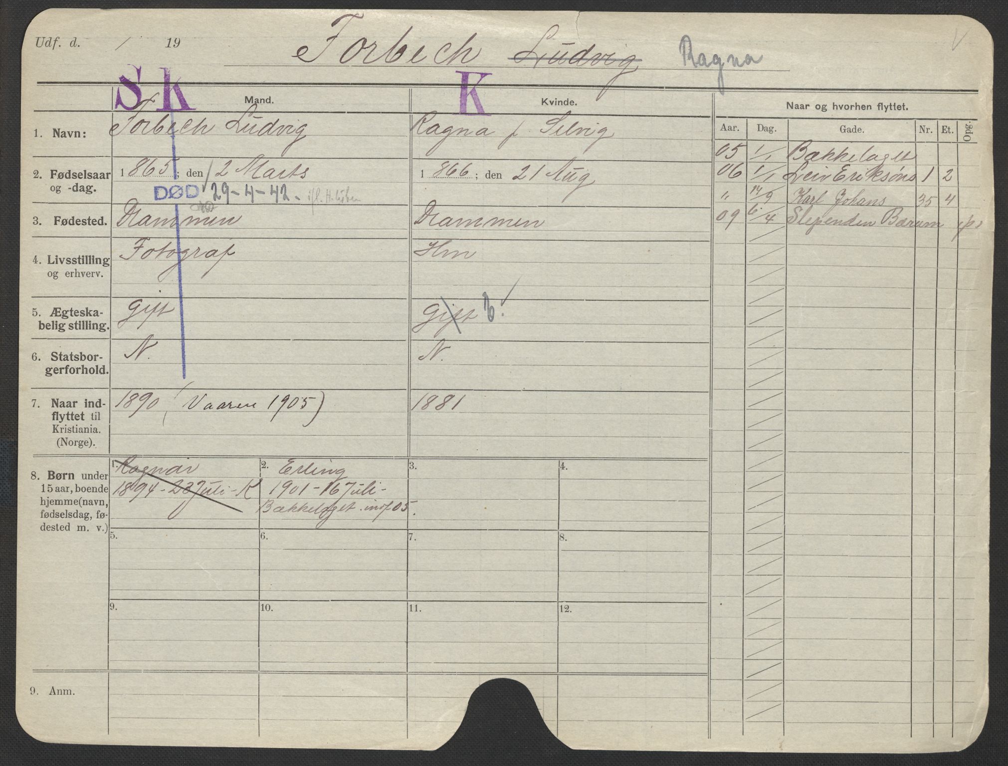 Oslo folkeregister, Registerkort, AV/SAO-A-11715/F/Fa/Fac/L0014: Kvinner, 1906-1914, s. 900a