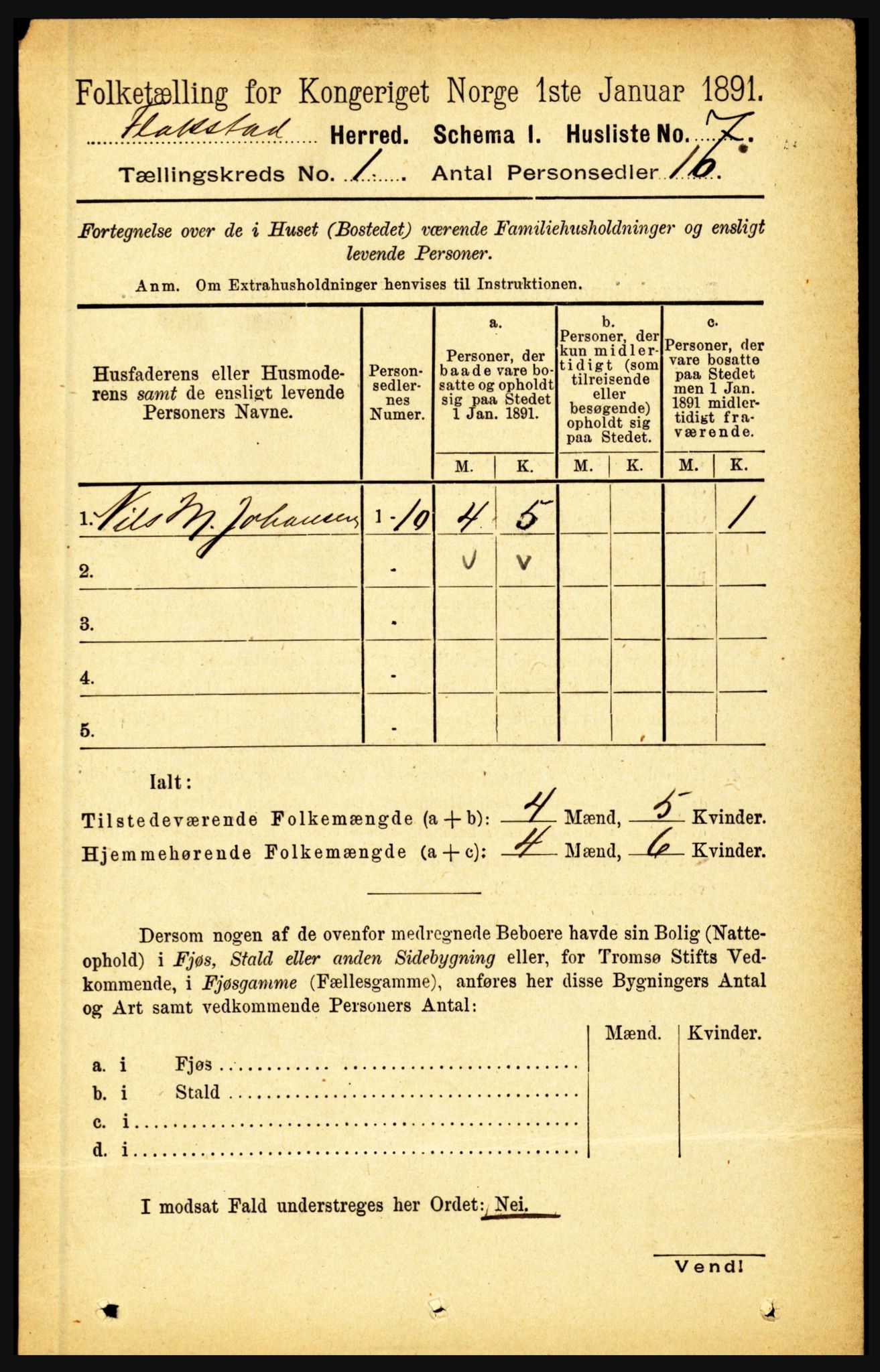 RA, Folketelling 1891 for 1859 Flakstad herred, 1891, s. 24