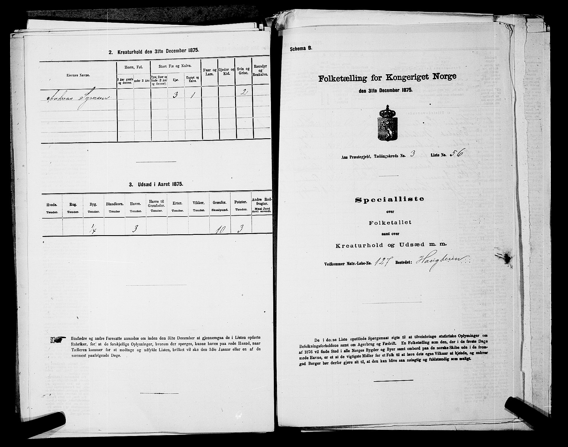 RA, Folketelling 1875 for 0214P Ås prestegjeld, 1875, s. 498