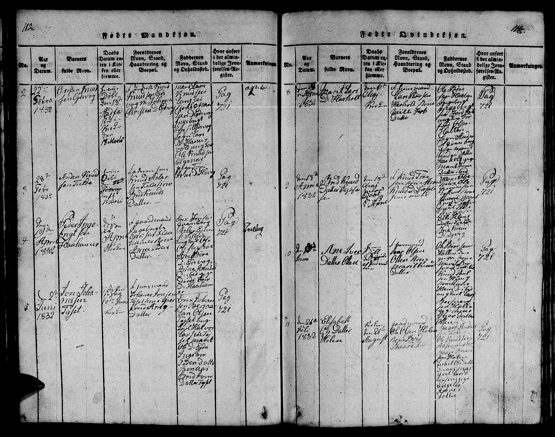 Ministerialprotokoller, klokkerbøker og fødselsregistre - Møre og Romsdal, AV/SAT-A-1454/551/L0629: Klokkerbok nr. 551C01, 1818-1839, s. 112-113