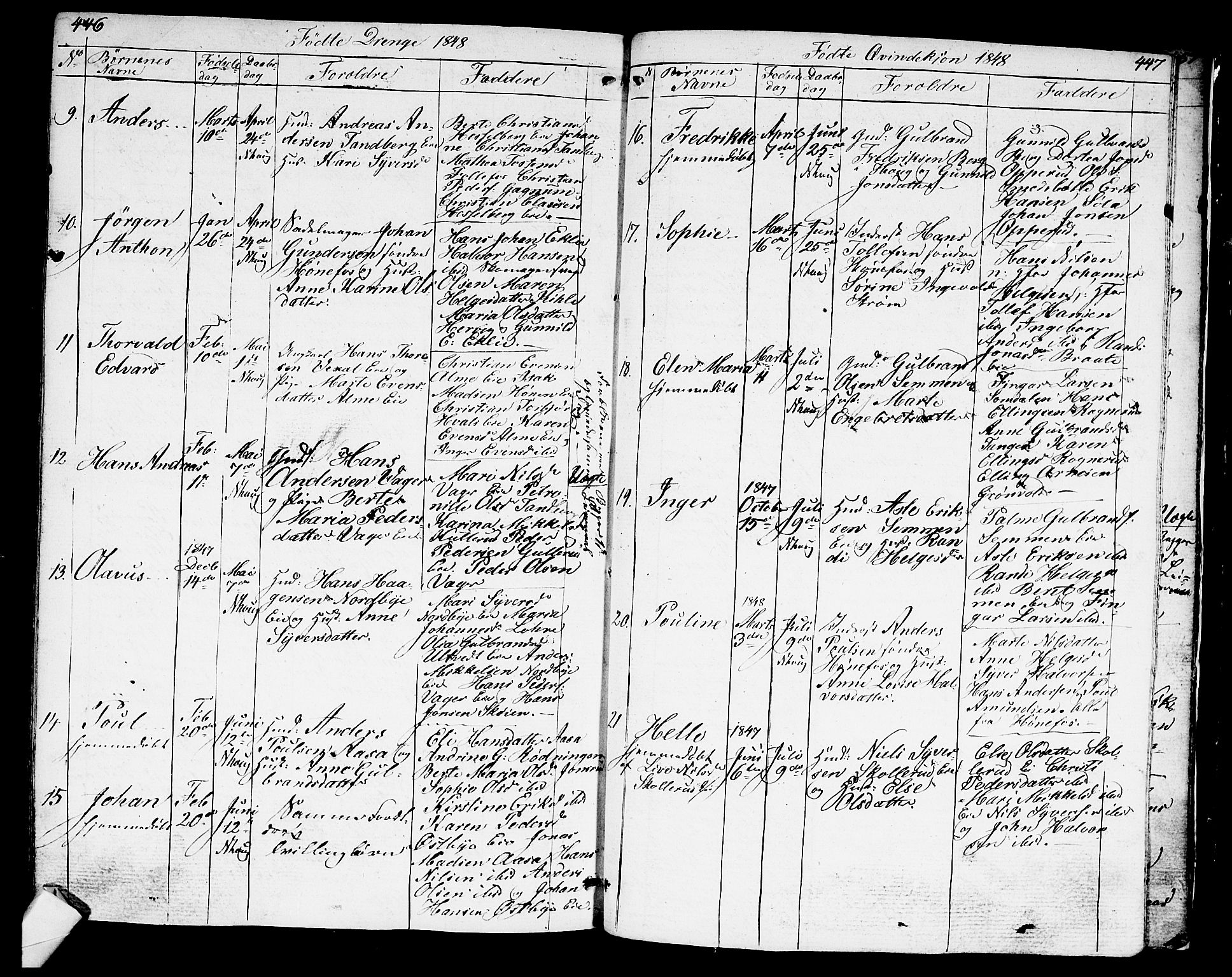 Norderhov kirkebøker, AV/SAKO-A-237/G/Ga/L0004: Klokkerbok nr. I 4, 1824-1849, s. 446-447