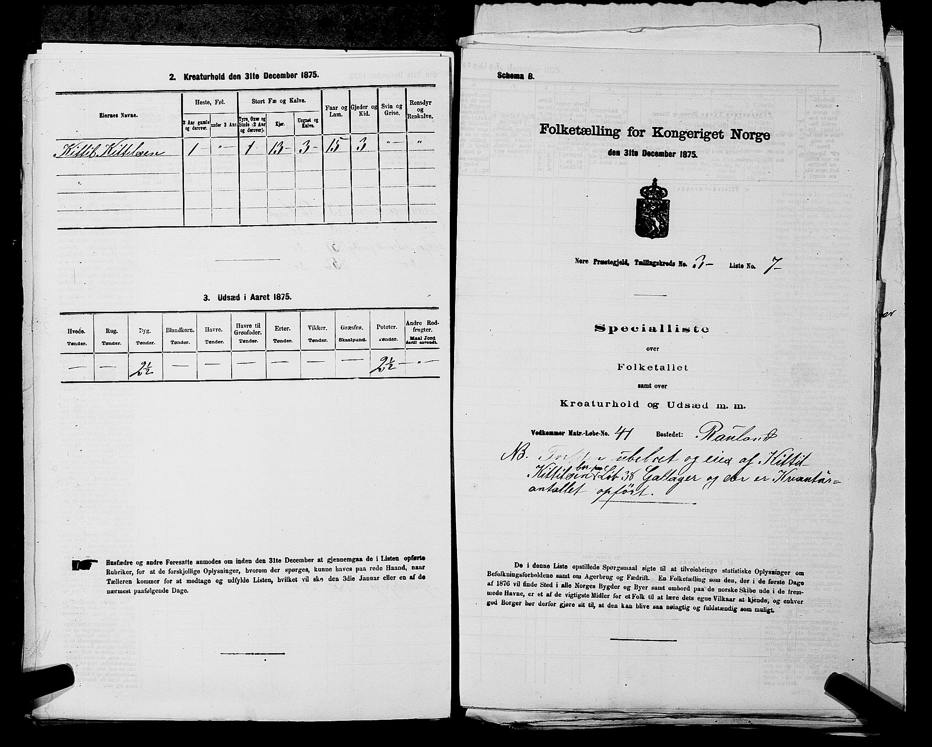 SAKO, Folketelling 1875 for 0633P Nore prestegjeld, 1875, s. 448