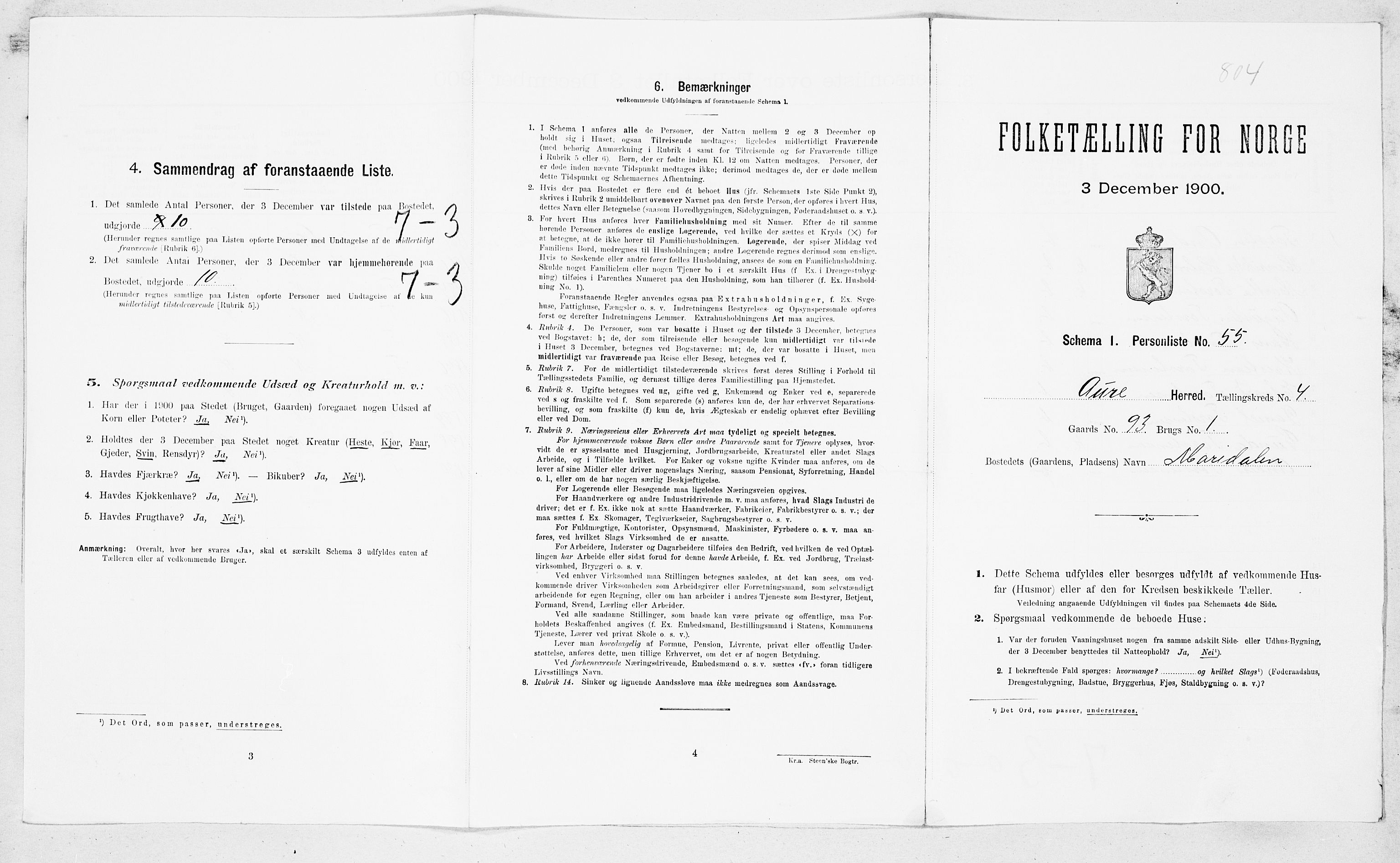 SAT, Folketelling 1900 for 1569 Aure herred, 1900, s. 541
