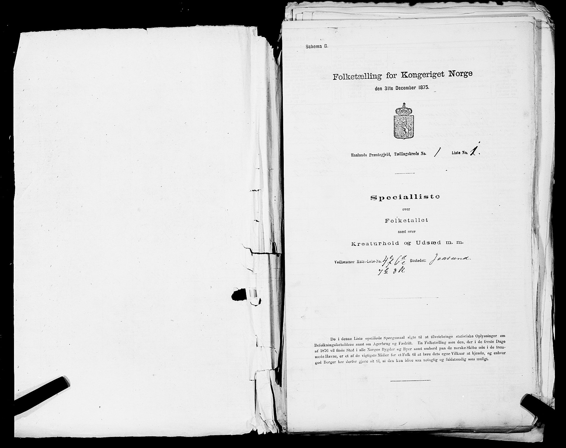 SAST, Folketelling 1875 for 1124P Håland prestegjeld, 1875, s. 53