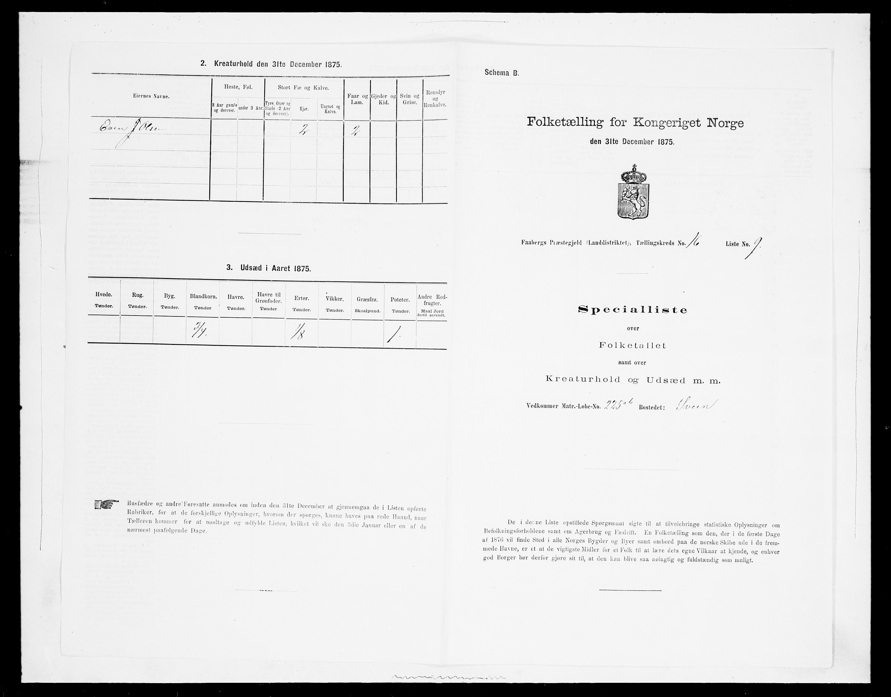 SAH, Folketelling 1875 for 0524L Fåberg prestegjeld, Fåberg sokn og Lillehammer landsokn, 1875, s. 1932