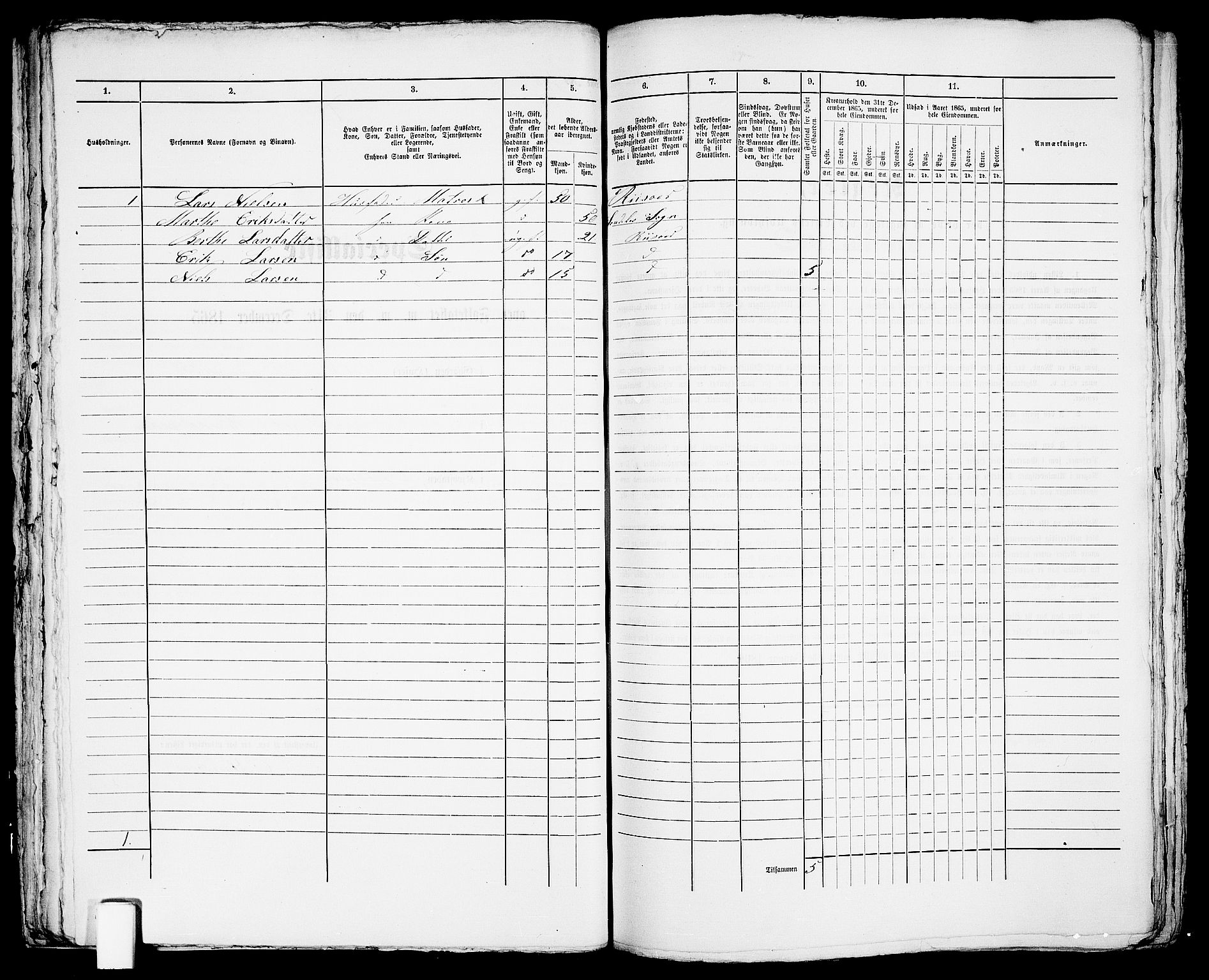 RA, Folketelling 1865 for 0901B Risør prestegjeld, Risør kjøpstad, 1865, s. 408