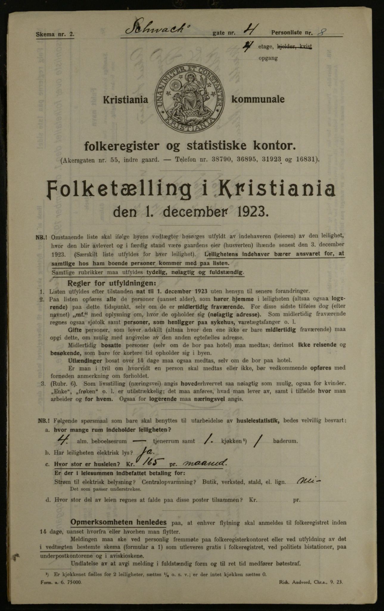 OBA, Kommunal folketelling 1.12.1923 for Kristiania, 1923, s. 100748