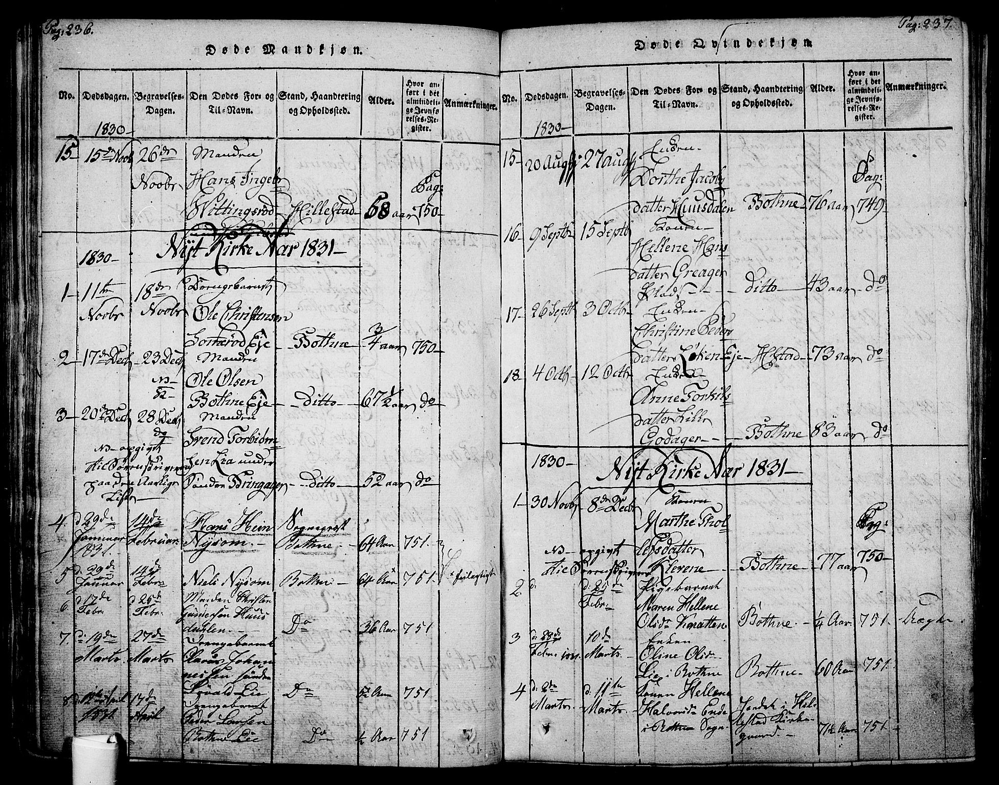 Botne kirkebøker, AV/SAKO-A-340/F/Fa/L0005: Ministerialbok nr. I 5, 1814-1836, s. 236-237