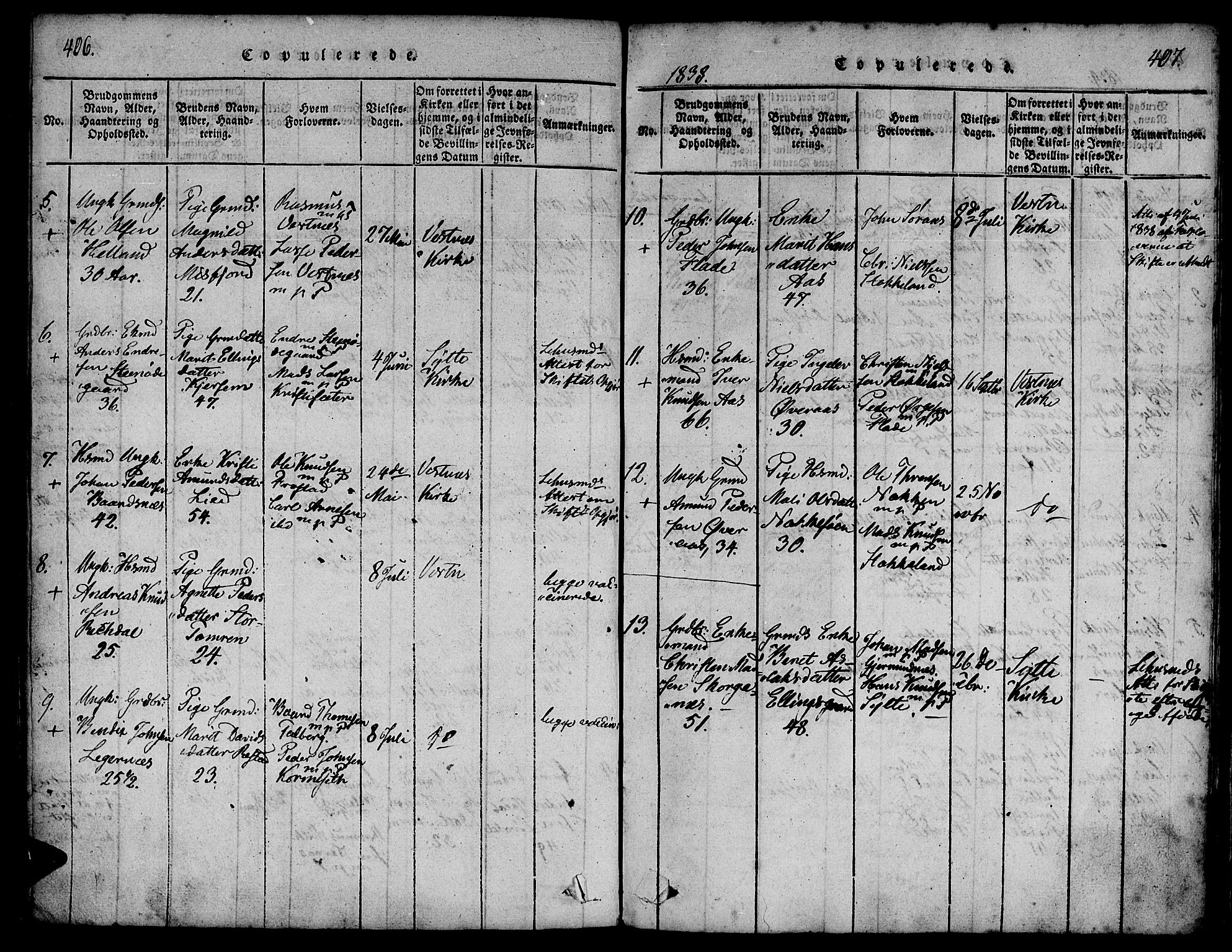 Ministerialprotokoller, klokkerbøker og fødselsregistre - Møre og Romsdal, AV/SAT-A-1454/539/L0528: Ministerialbok nr. 539A01, 1818-1847, s. 406-407