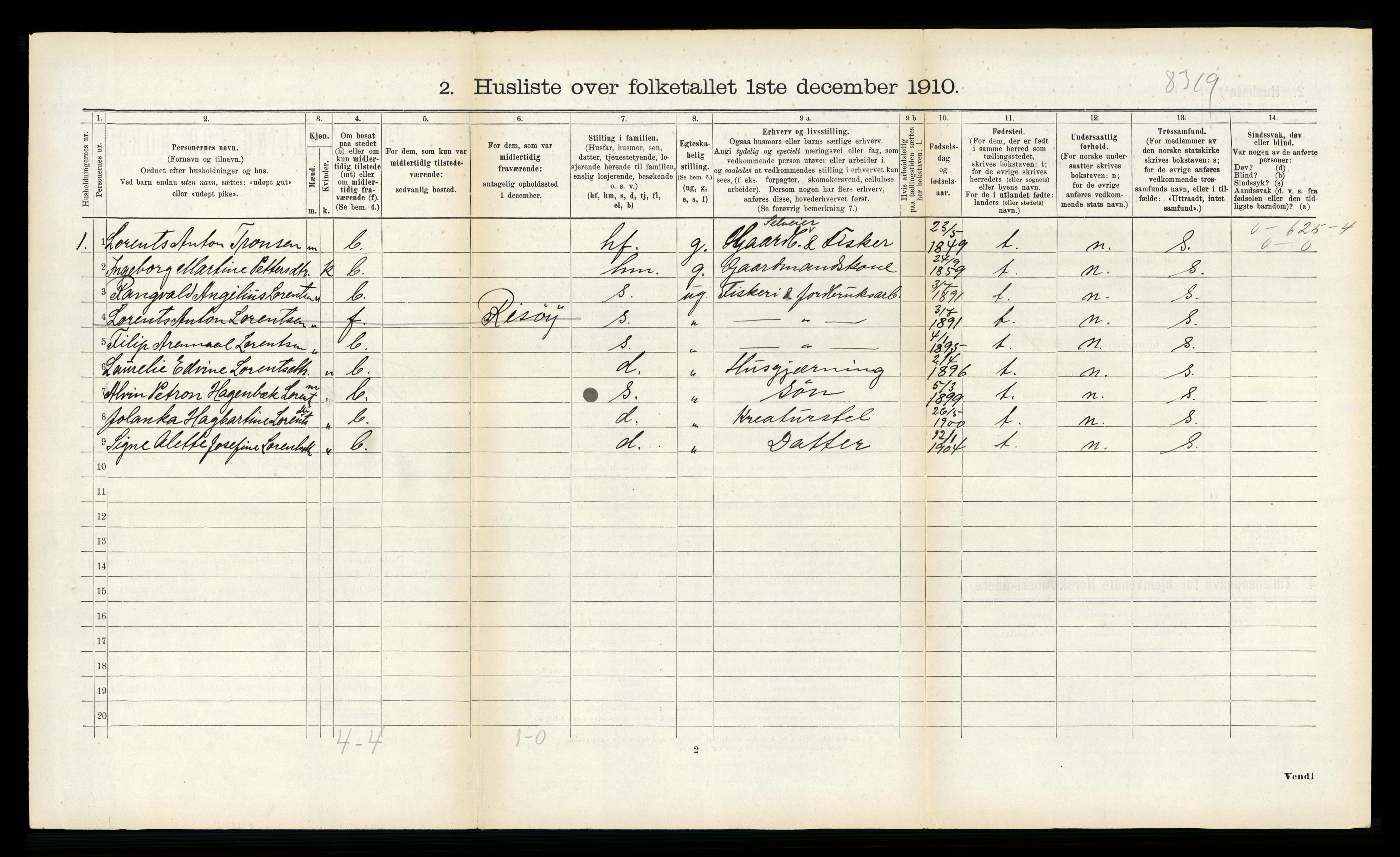 RA, Folketelling 1910 for 1934 Tromsøysund herred, 1910, s. 1336