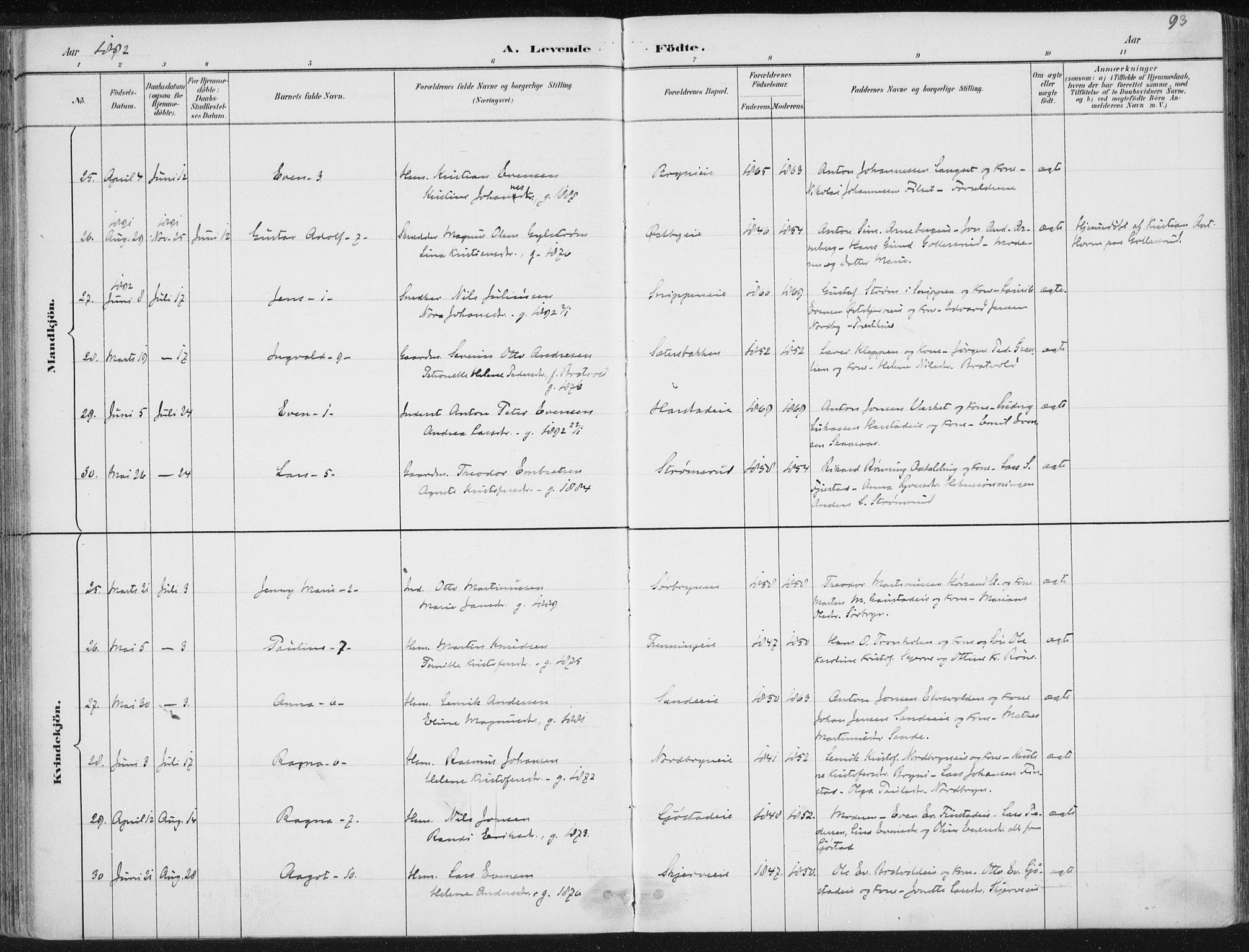 Romedal prestekontor, AV/SAH-PREST-004/K/L0010: Ministerialbok nr. 10, 1880-1895, s. 93