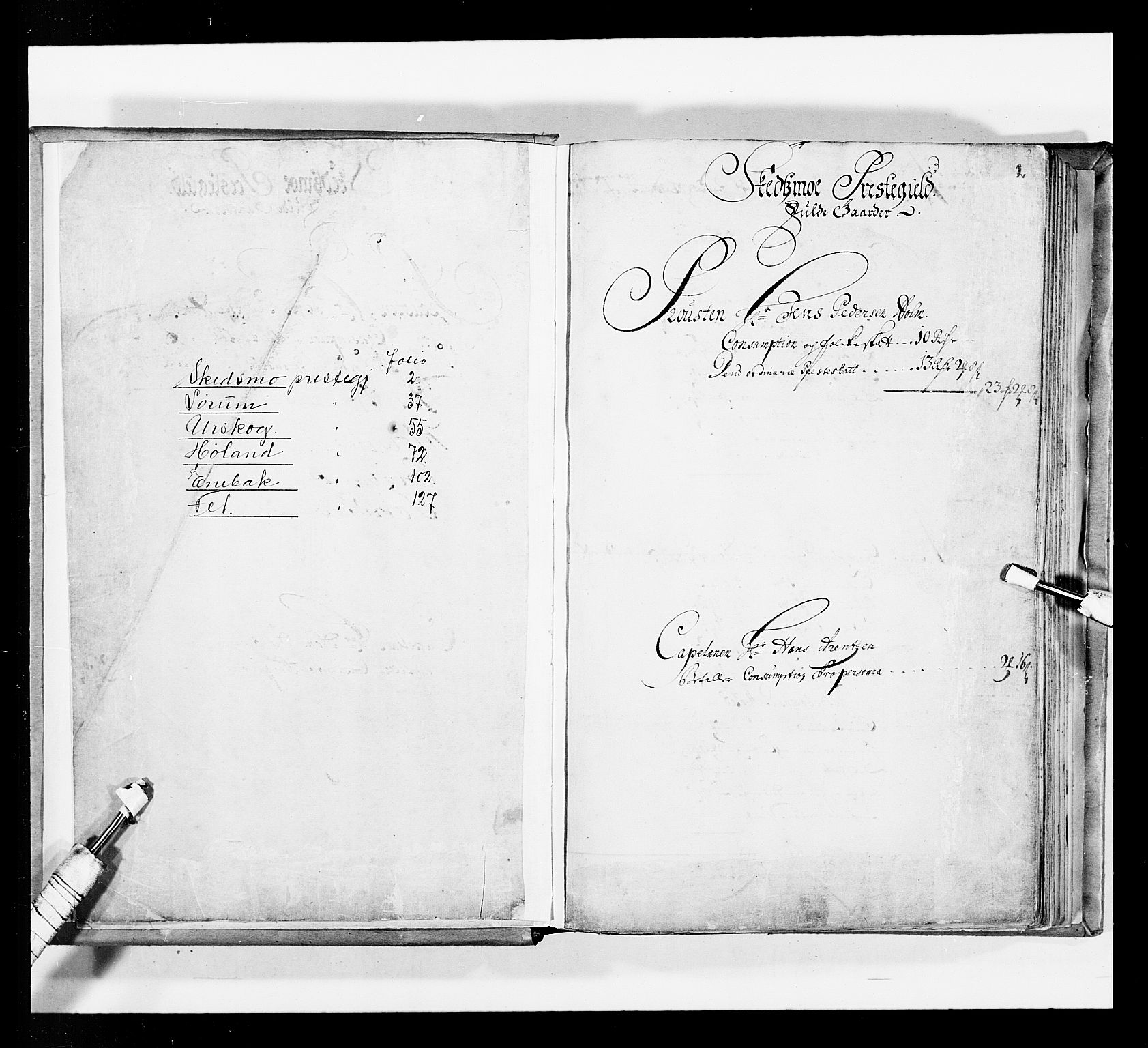 Stattholderembetet 1572-1771, RA/EA-2870/Ek/L0035/0001: Jordebøker 1662-1720: / Matrikkel for Nedre Romerike, 1695, s. 1b-2a