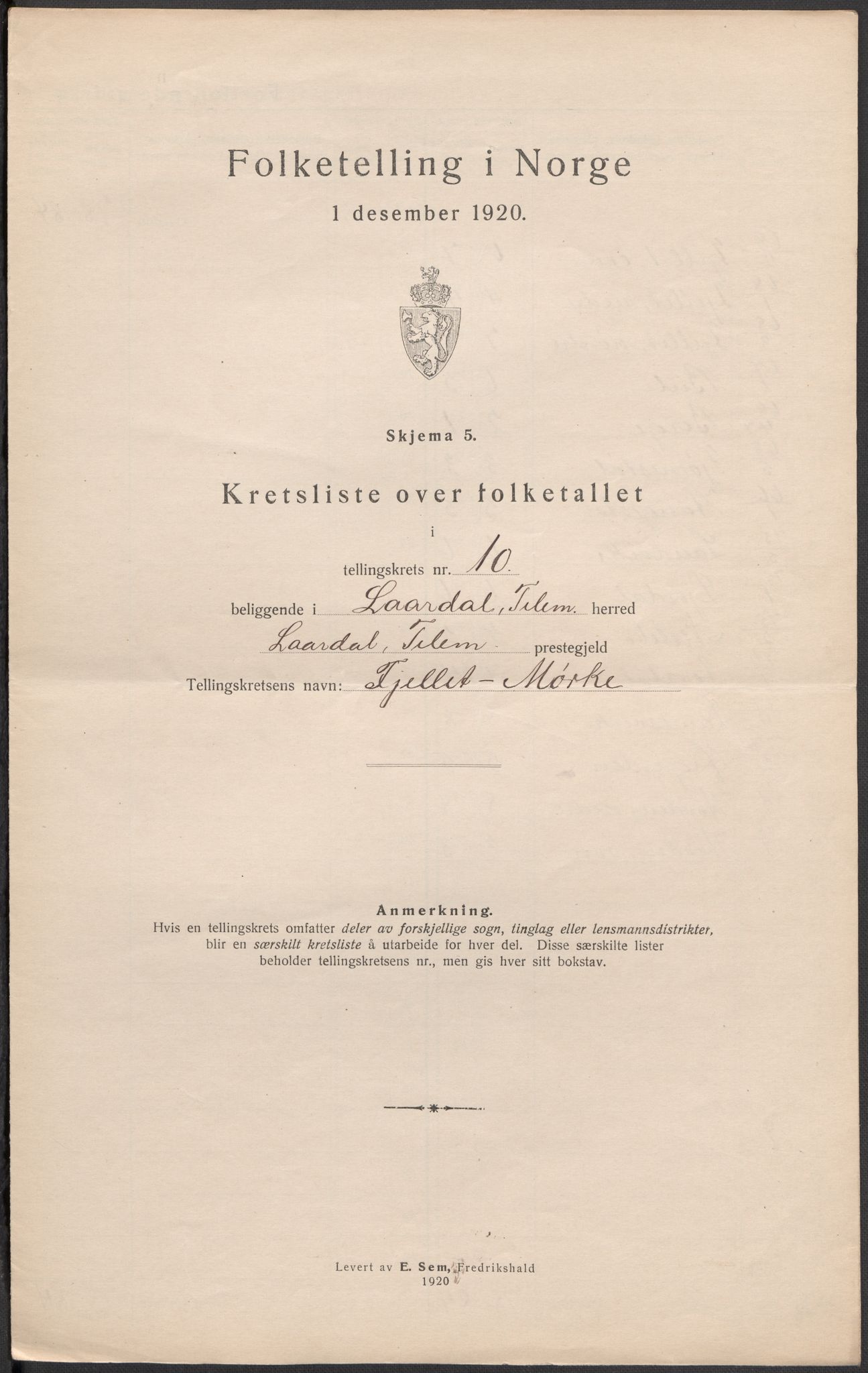 SAKO, Folketelling 1920 for 0833 Lårdal herred, 1920, s. 38