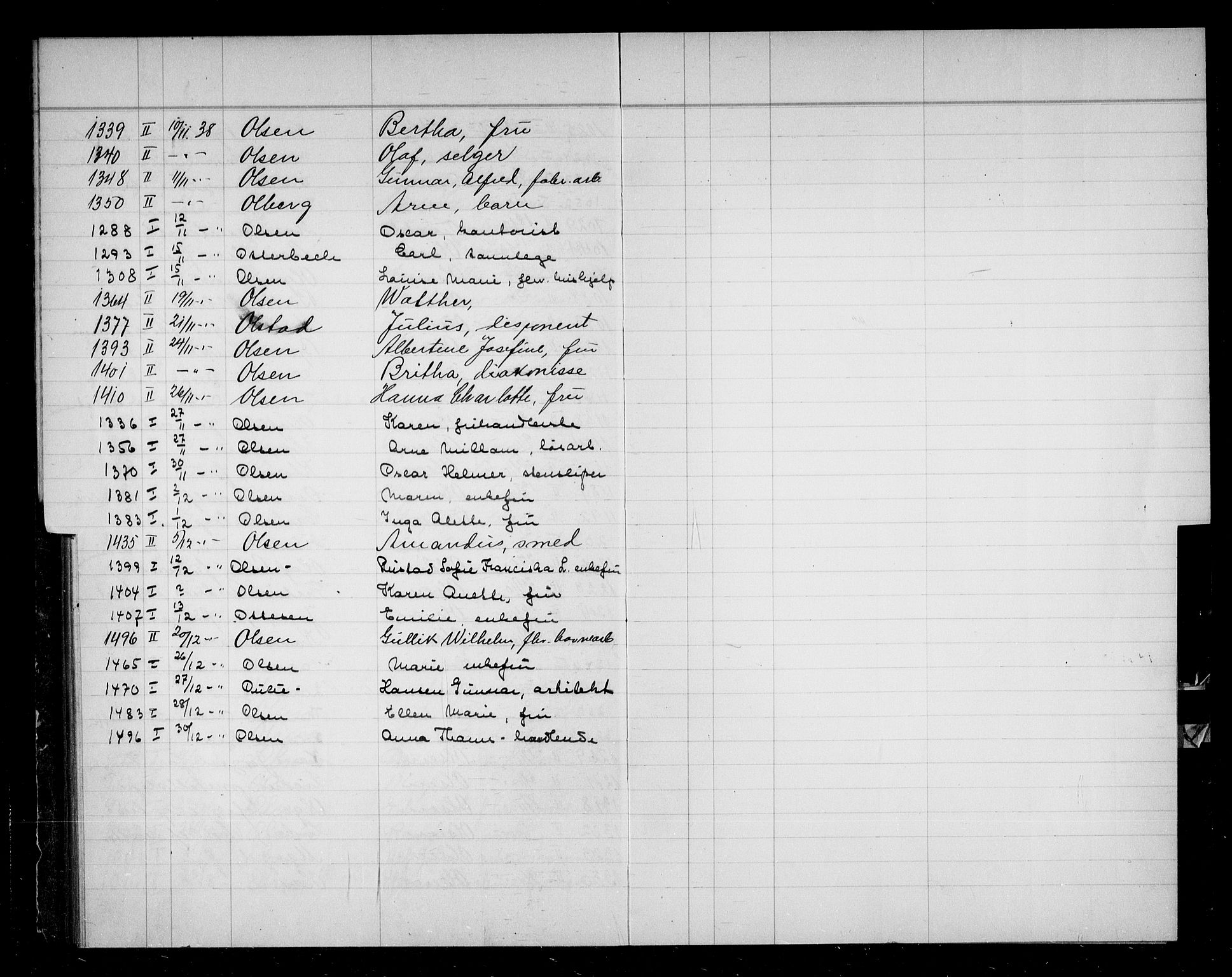 Oslo skifterett, AV/SAO-A-10383/F/Fa/Faa/L0038: Navneregister, 1938