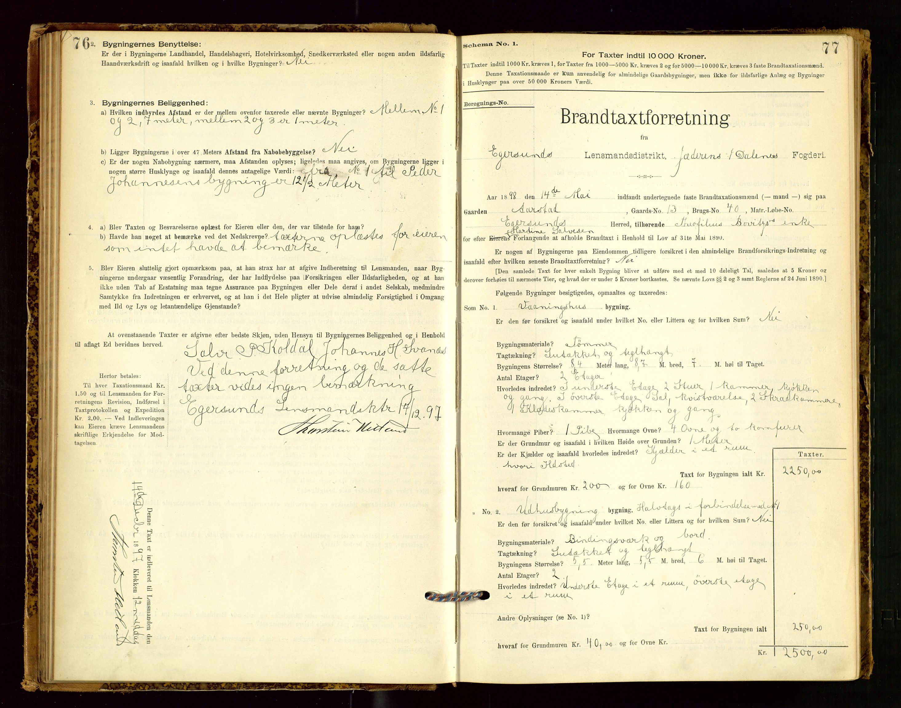 Eigersund lensmannskontor, AV/SAST-A-100171/Gob/L0001: Skjemaprotokoll, 1894-1909, s. 76-77