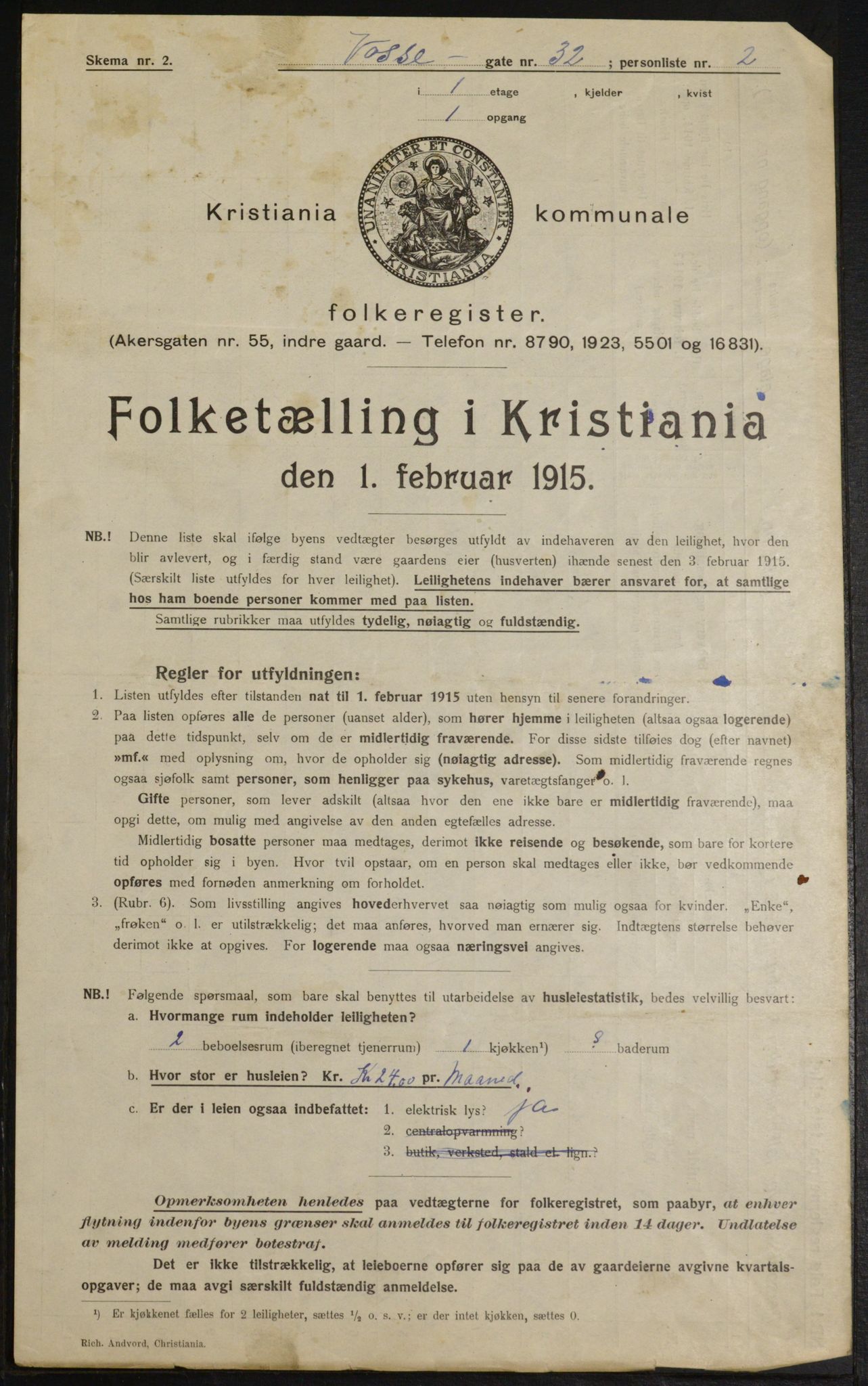 OBA, Kommunal folketelling 1.2.1915 for Kristiania, 1915, s. 126130